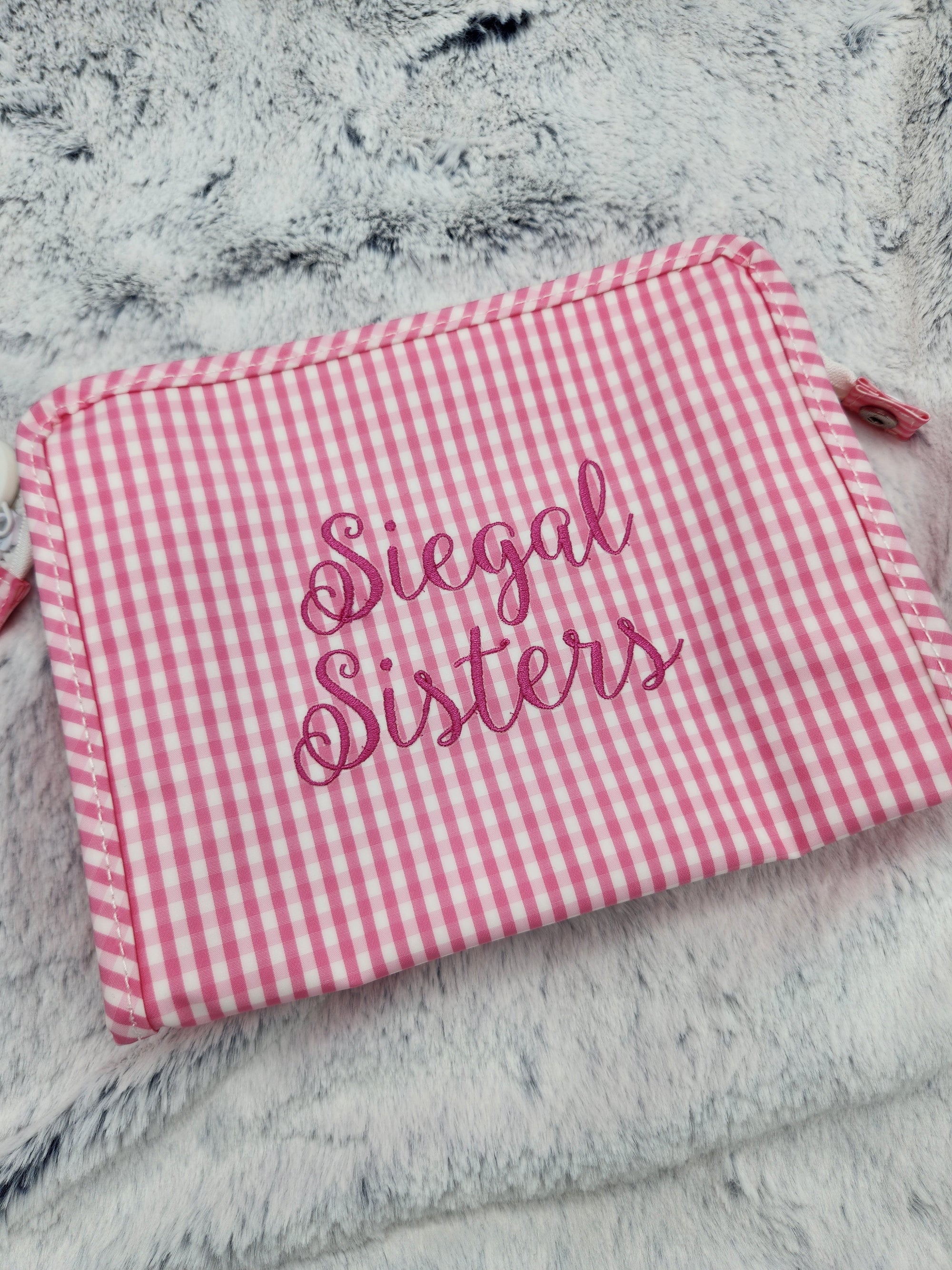 Pink Gingham Medium Square Traveler