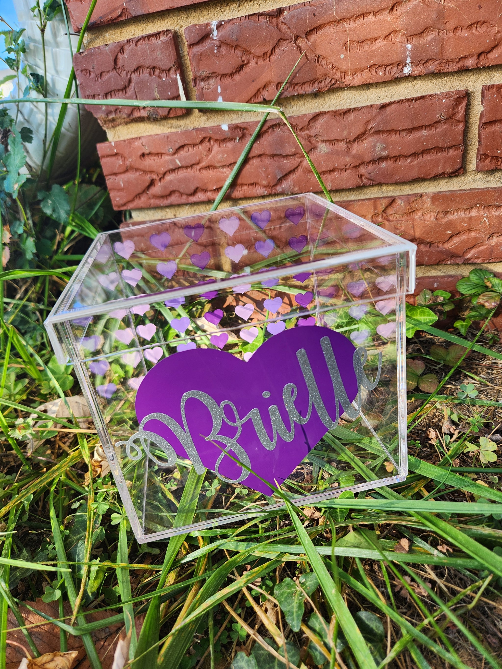 Rainbow Heart Lucite Box