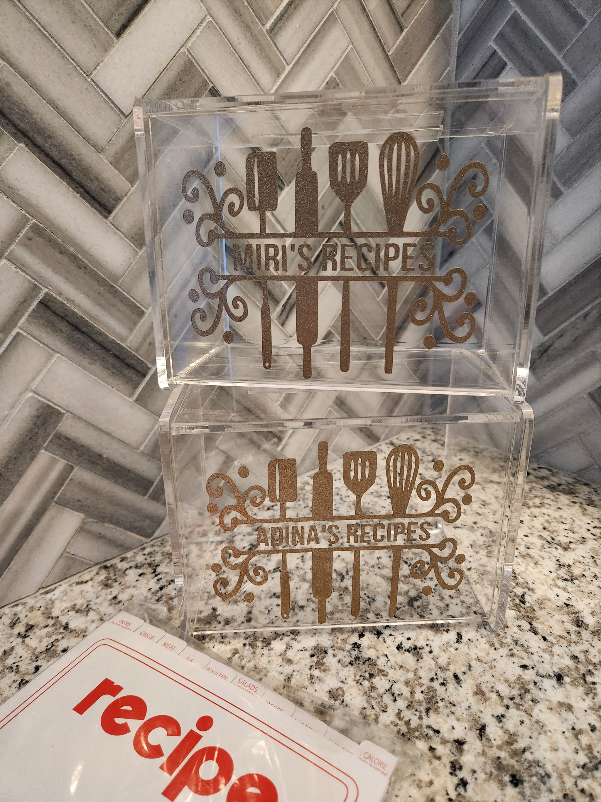 Double Depth Lucite Recipe Box