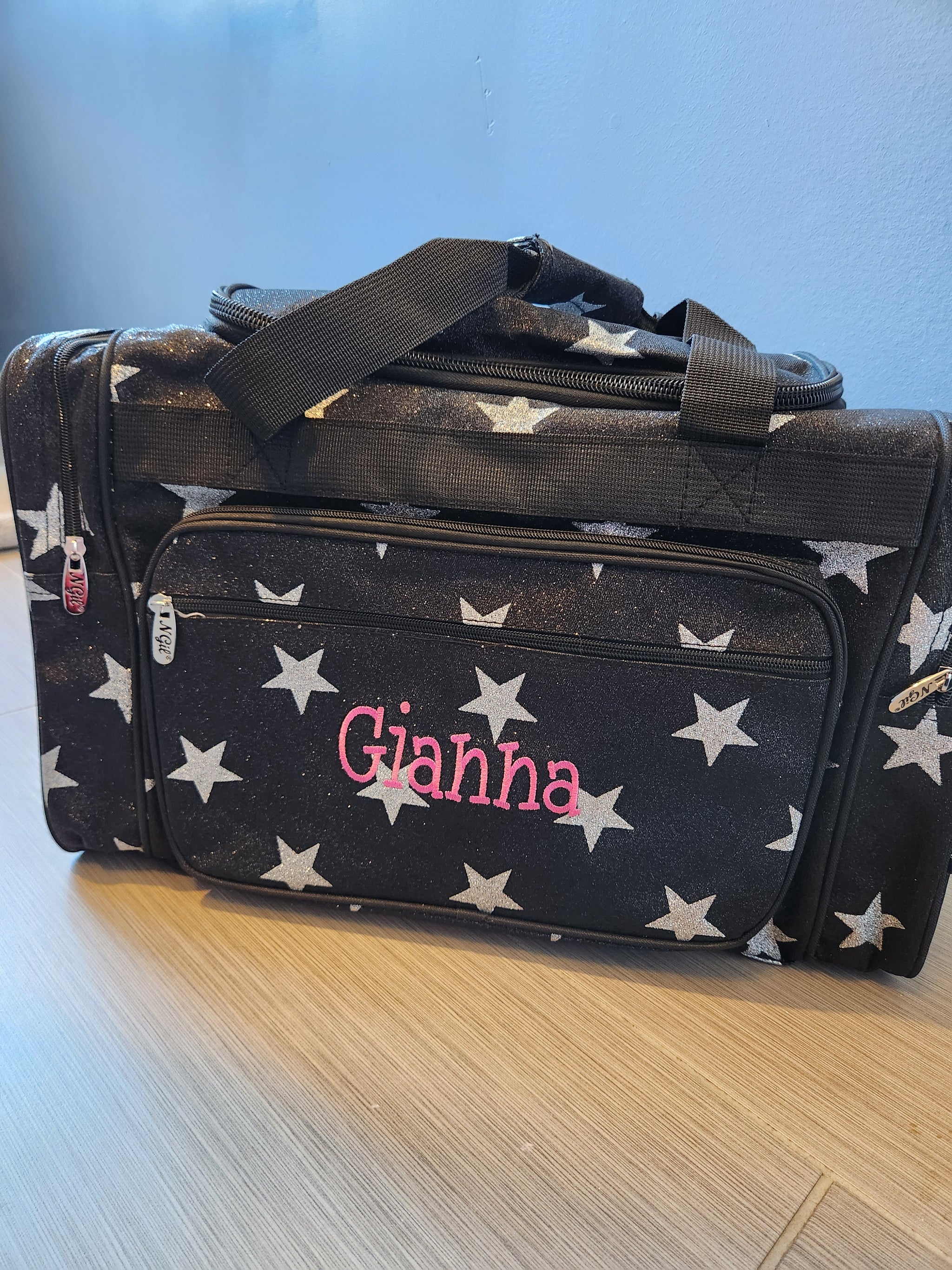 Black Glitter Super Star Duffle Bag