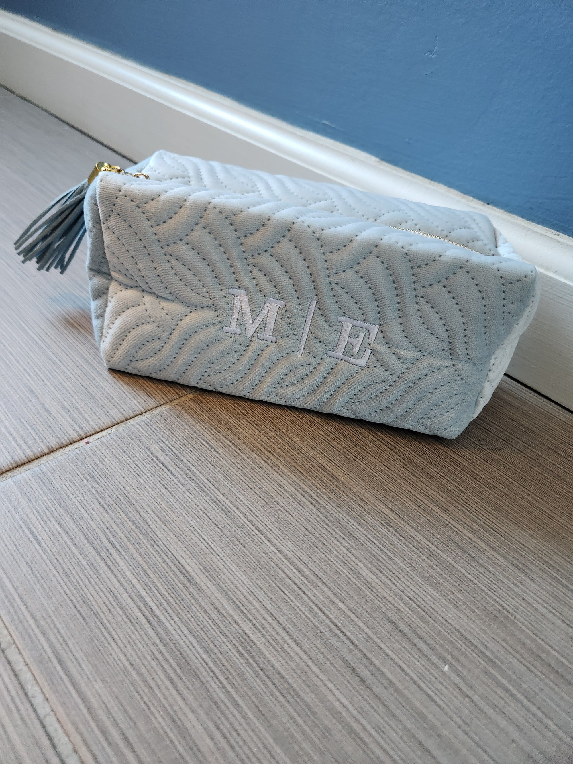 Small Velvet Quilted Toiletry Bag