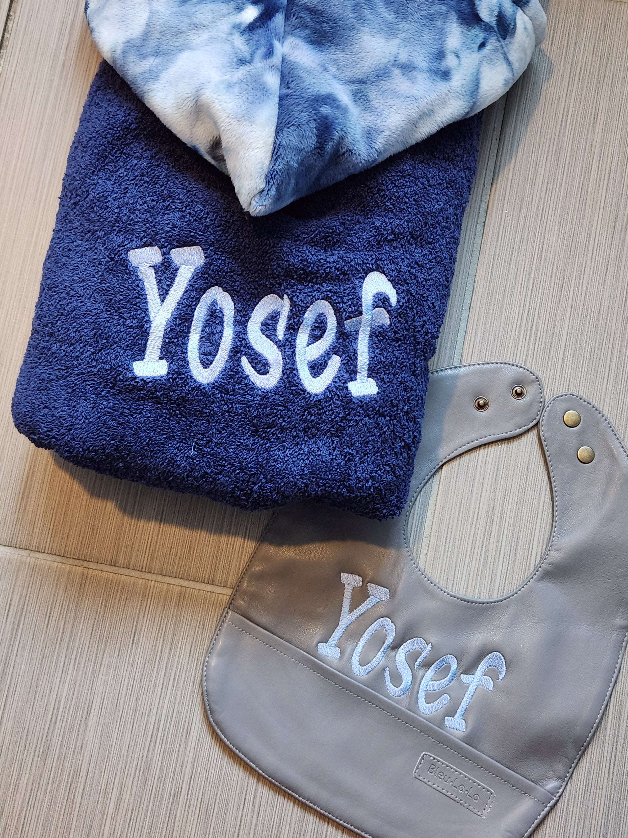 Gray Leather Bib