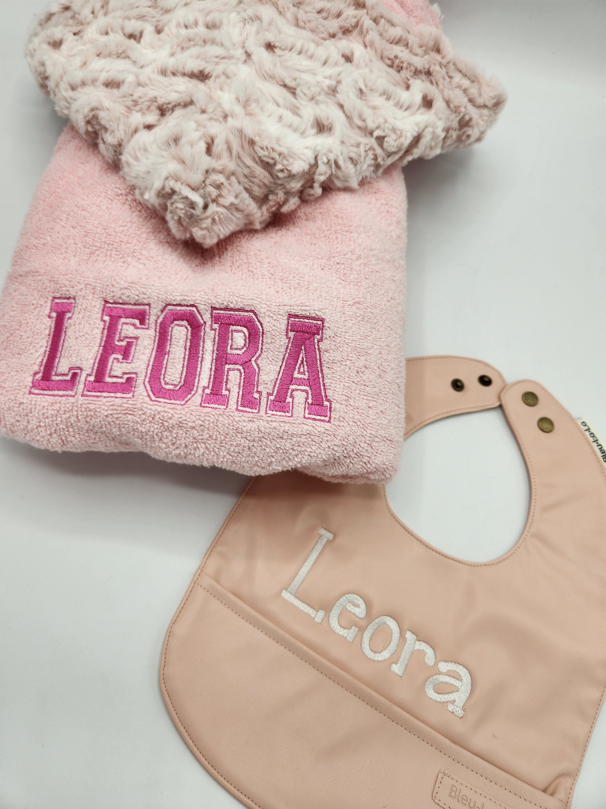 Blush Pink Leather Girls Bib