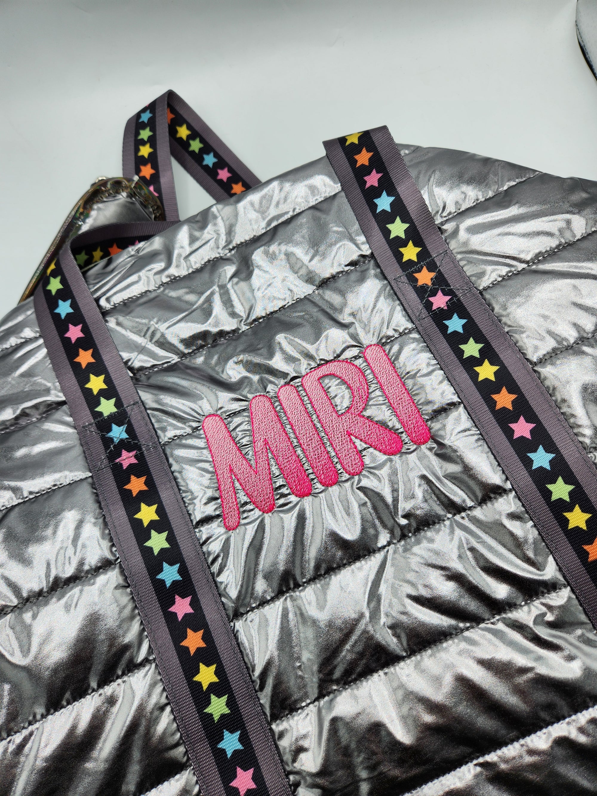 Gunmetal Puffer Duffle w/ Multi Star Straps
