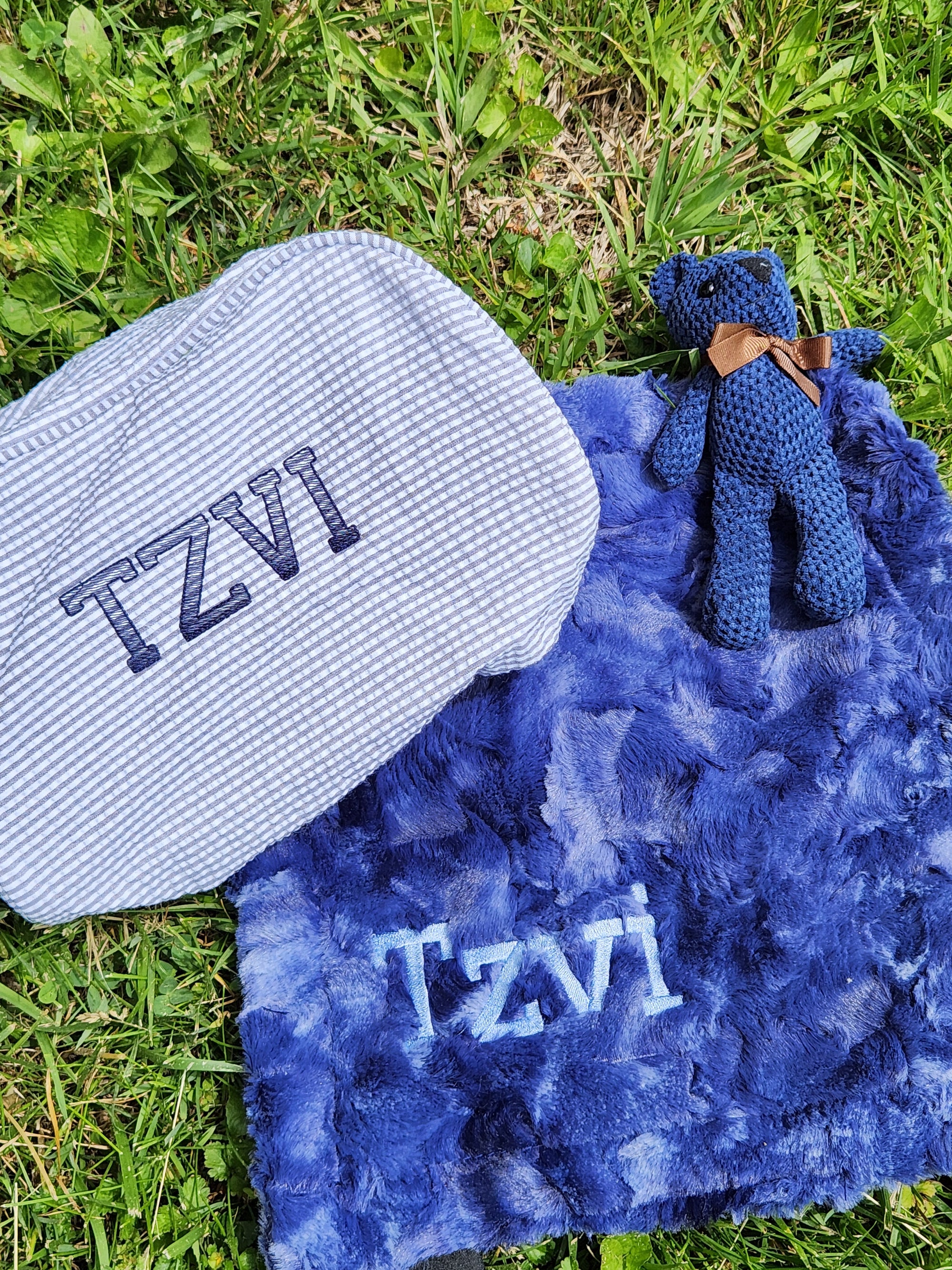 Smokey Navy Bear Minky Lovie