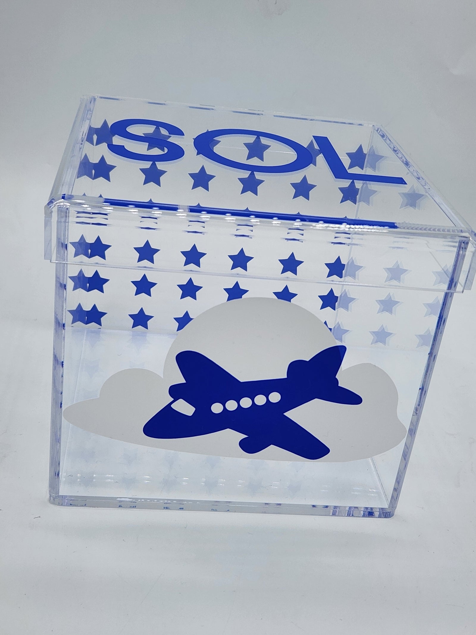 Airplane and Stars Lucite Box
