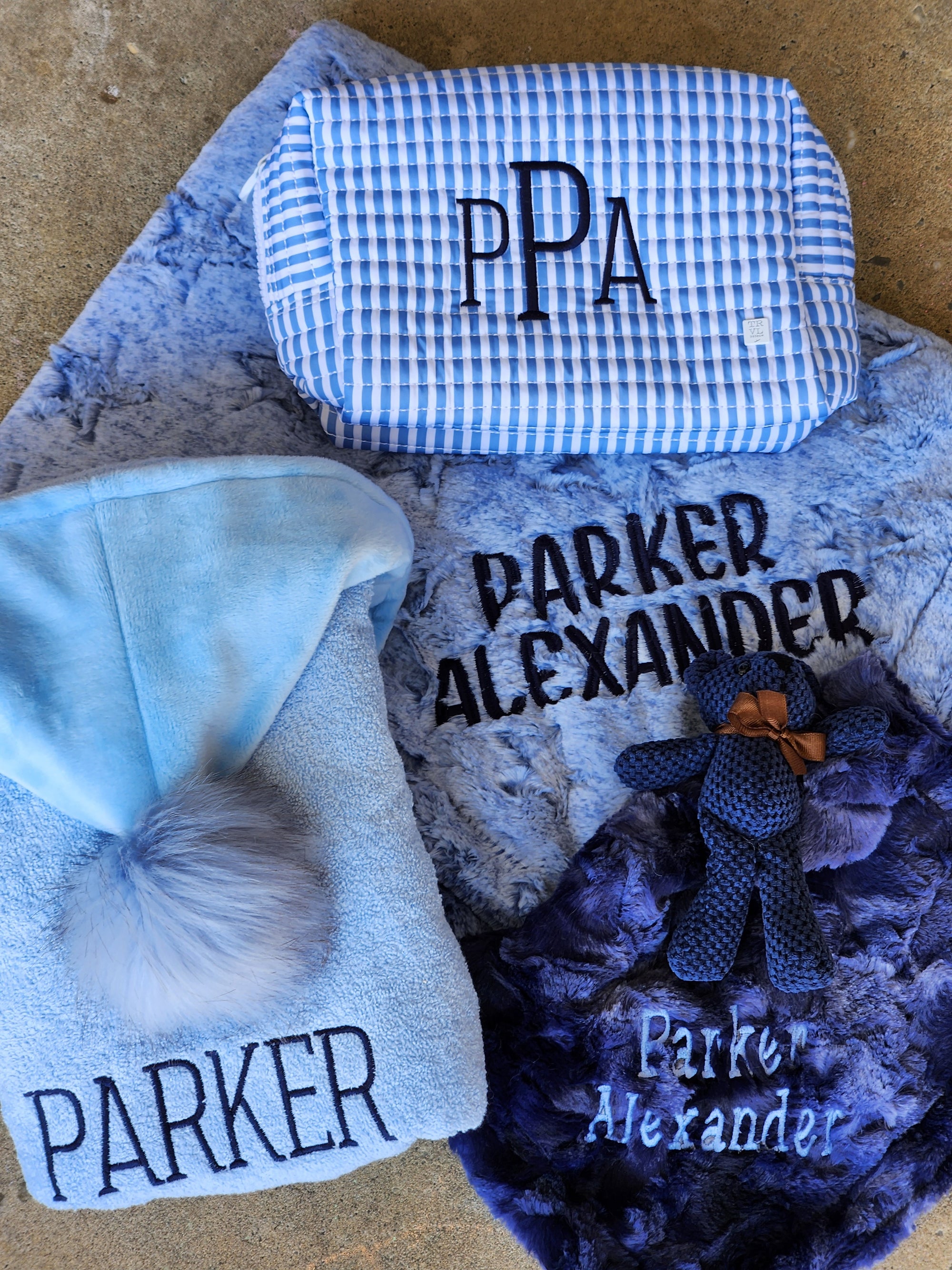 Smokey Navy Bear Minky Lovie