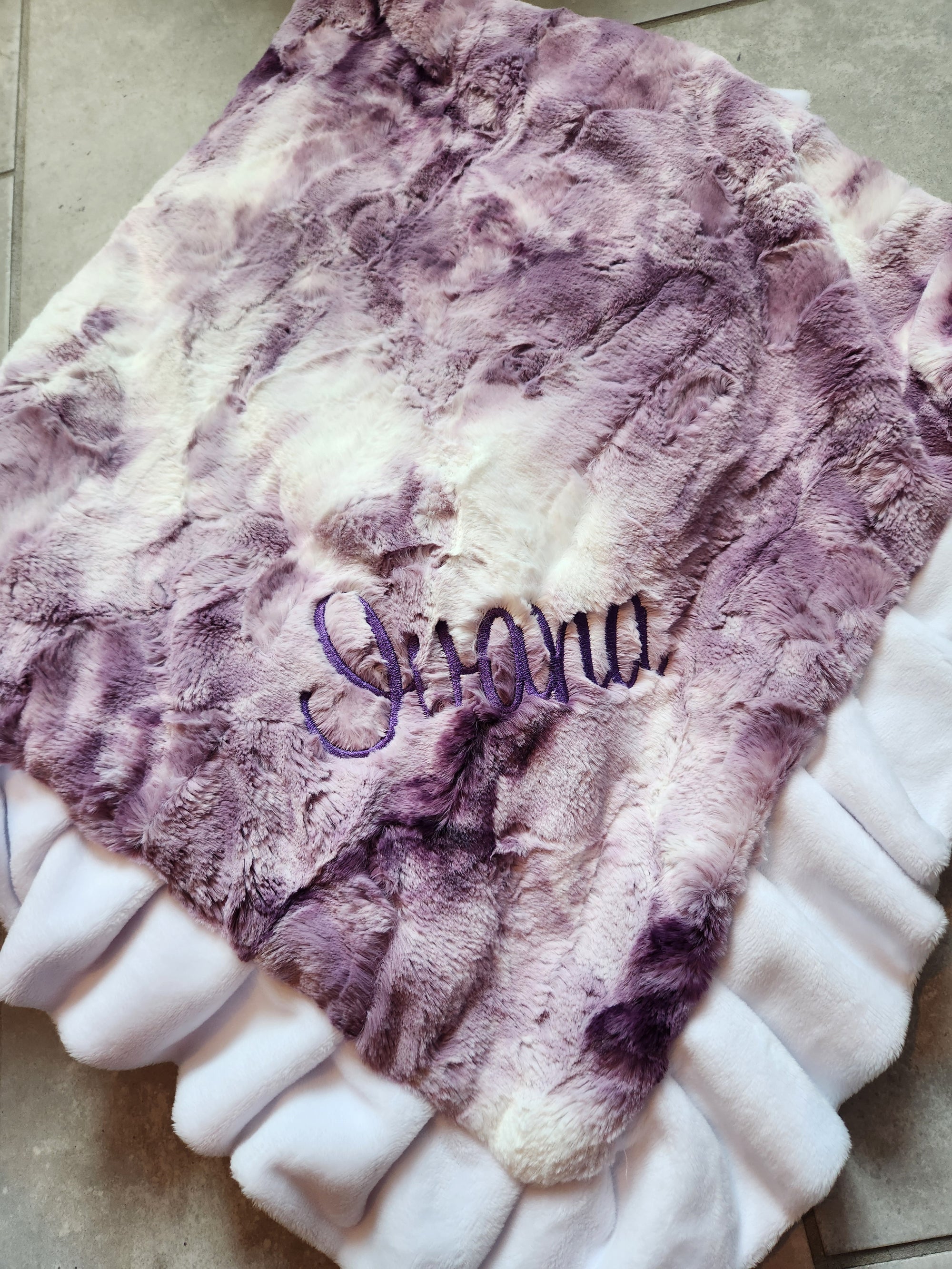 Large Sorbet Purple Ruffle Blanket