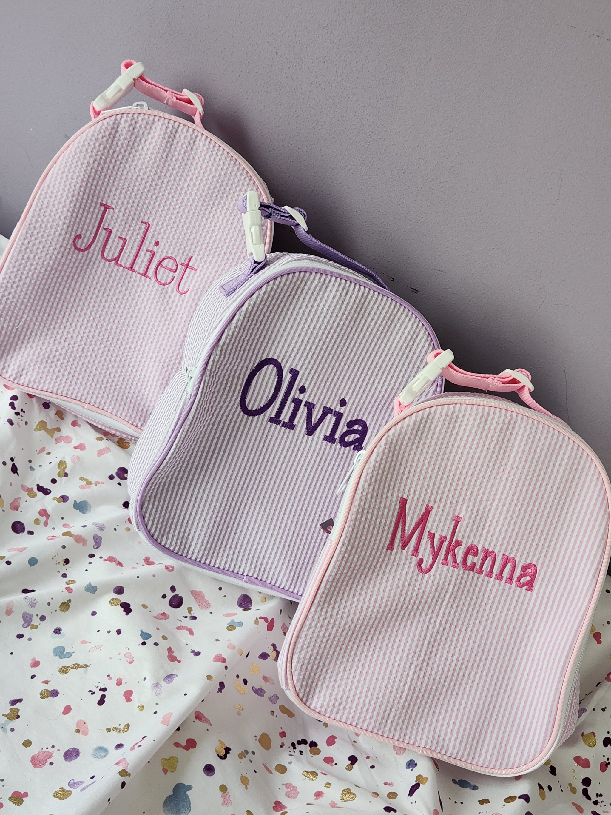 Pink Seersucker Lunchbox