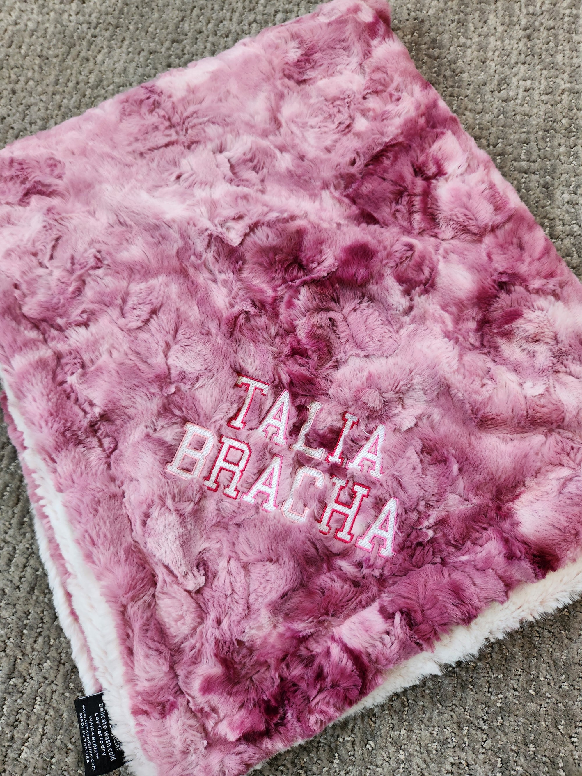 Smokey Raspberry Girls Minky Blanket