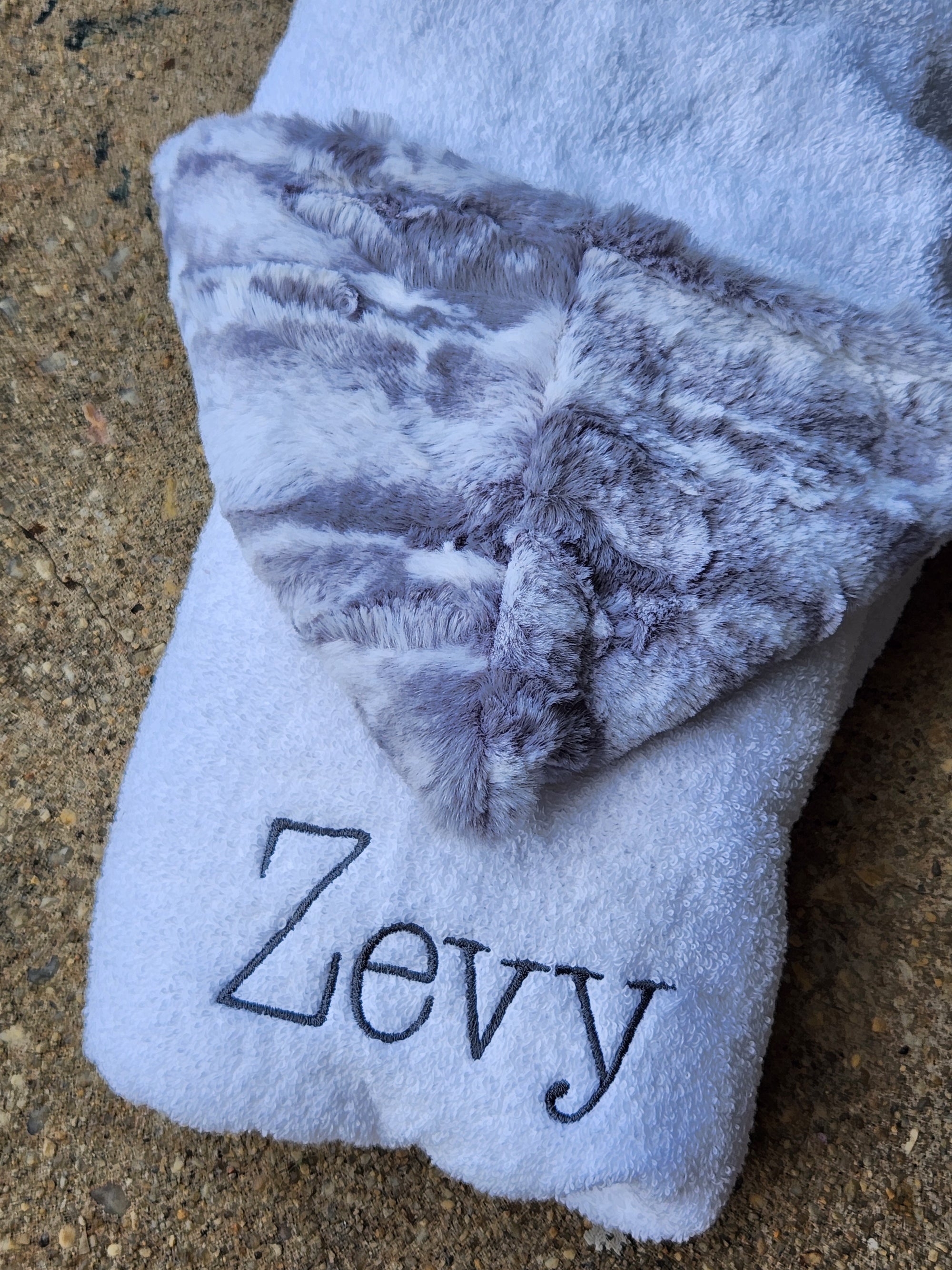 Marble Gray White Hooded Towel