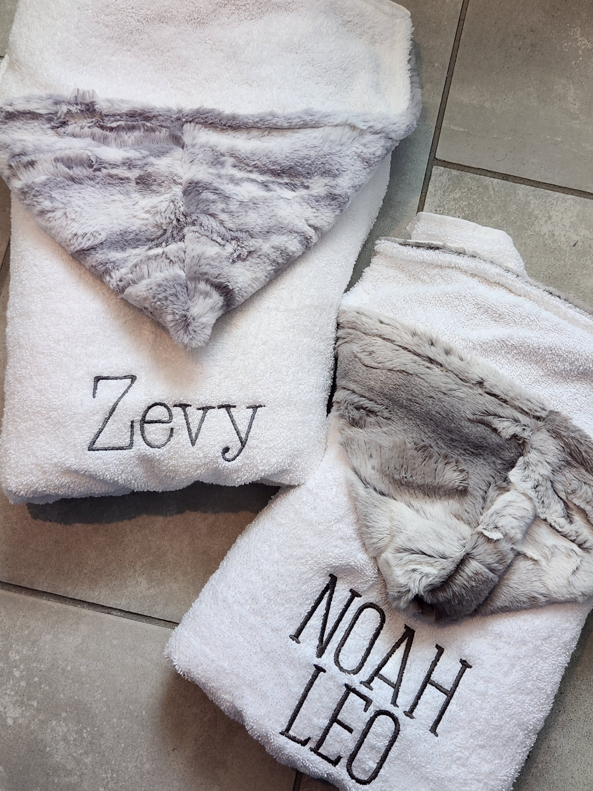 Marble Gray White Hooded Towel