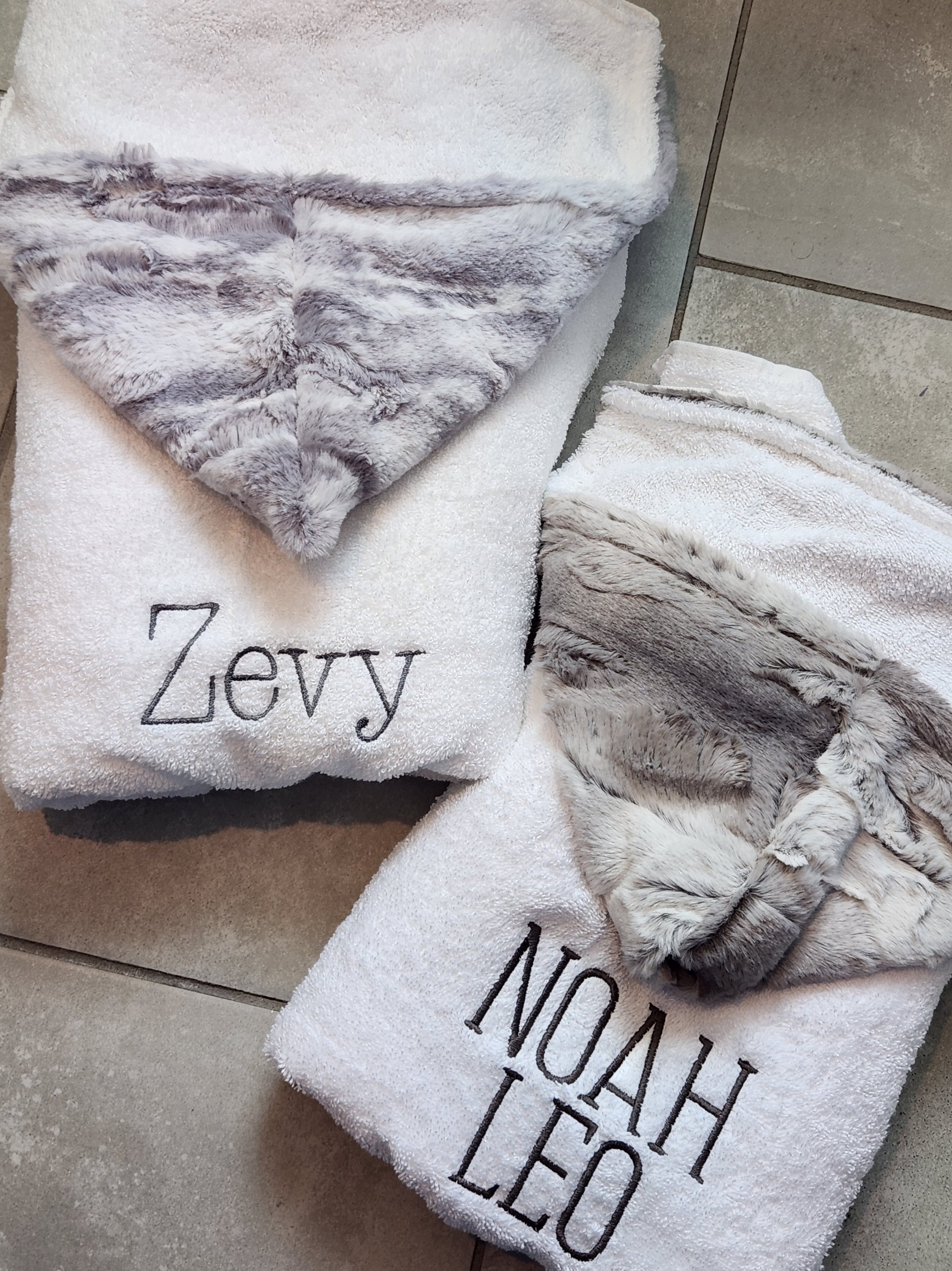 Marble Gray White Hooded Towel