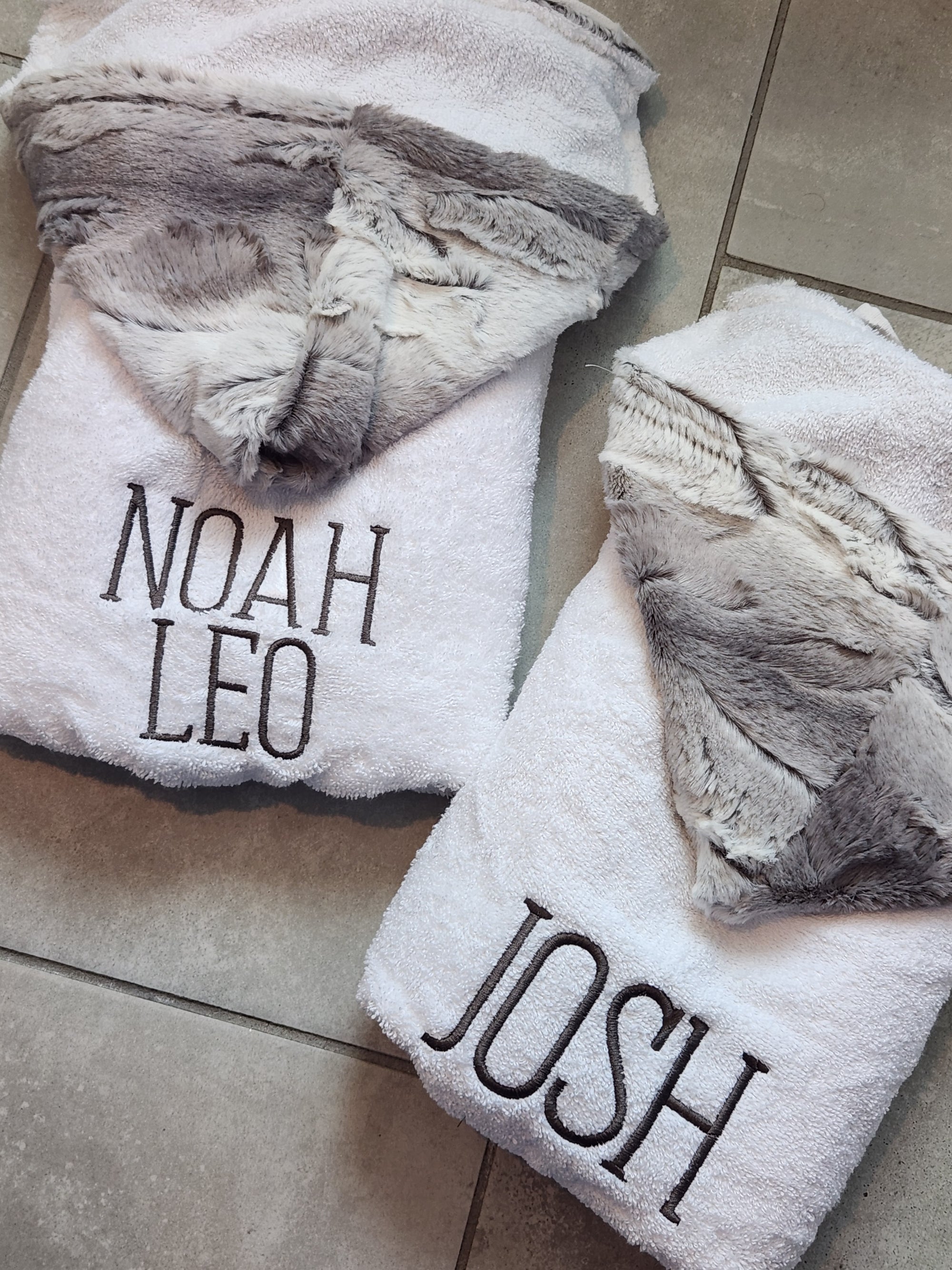 Ombre Gray White Hooded Towel