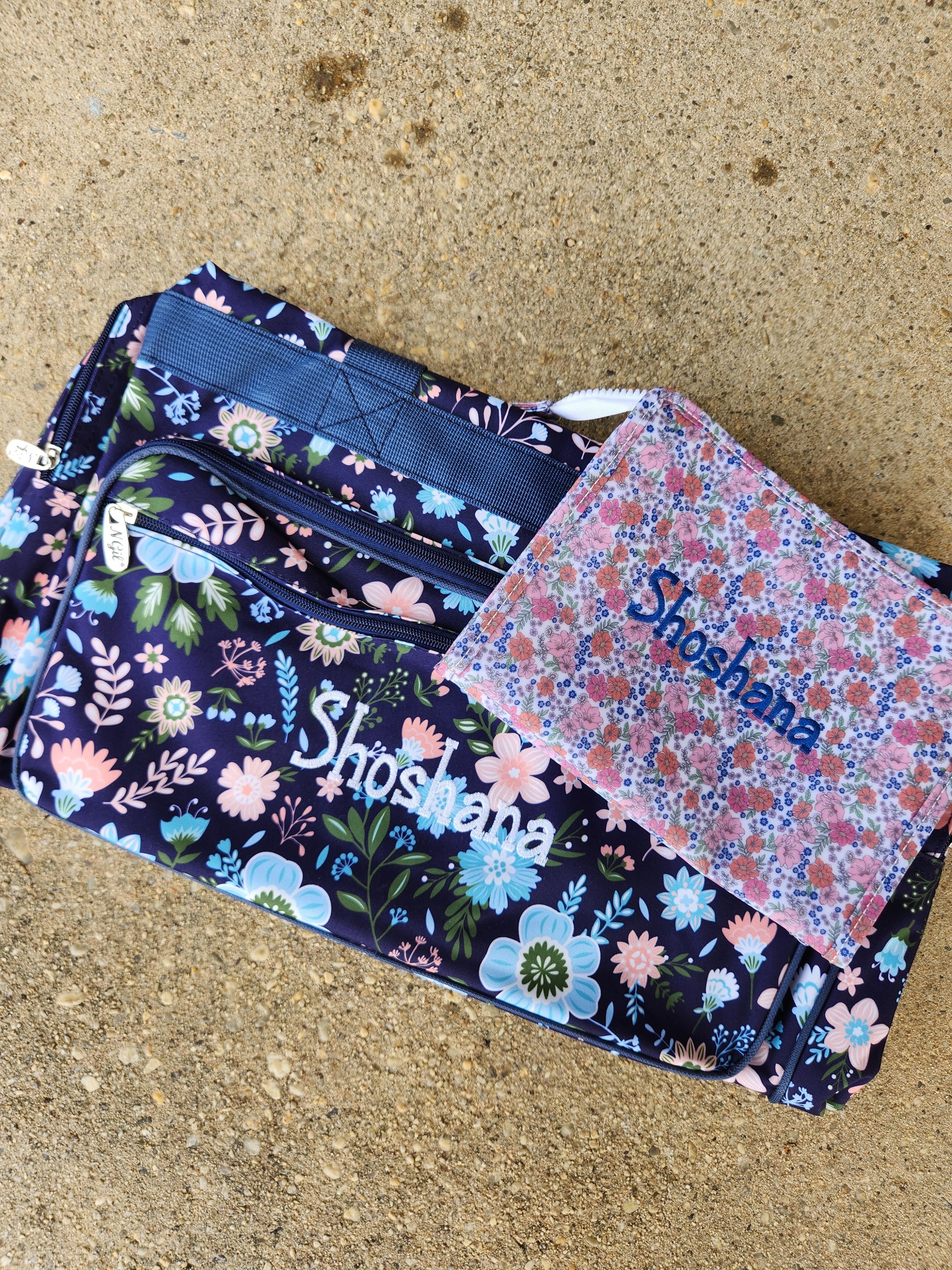 Navy Floral Duffle Bag 23"