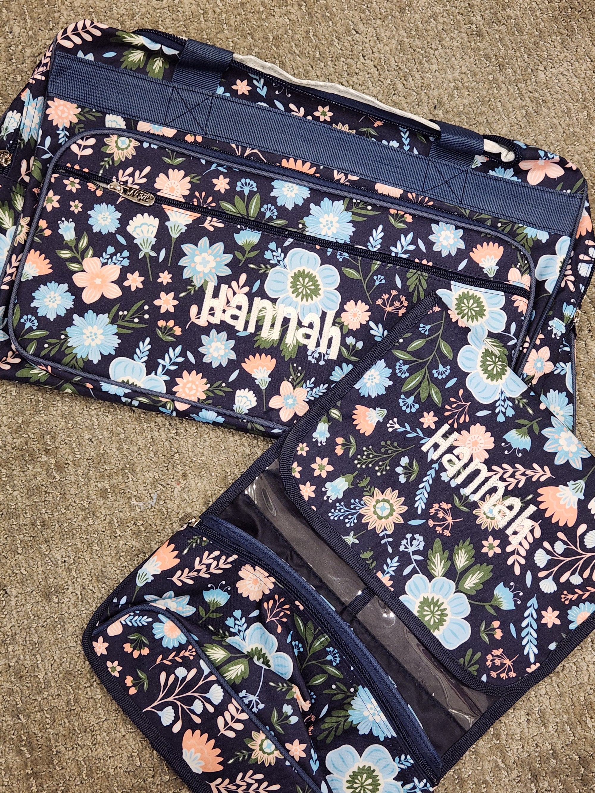 Navy Floral Duffle Bag 23"