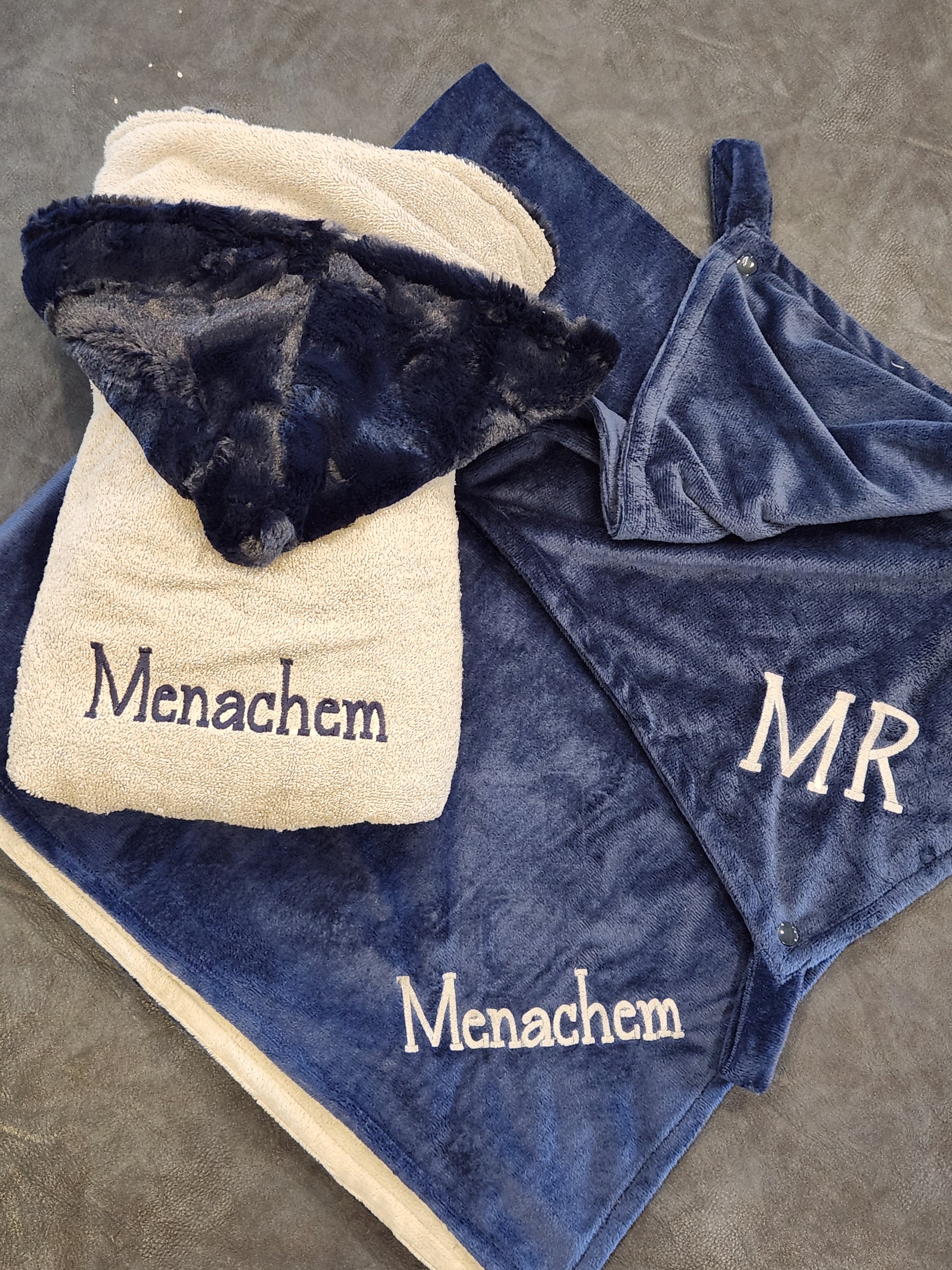 Navy and Gray Hooded Toddler Towel