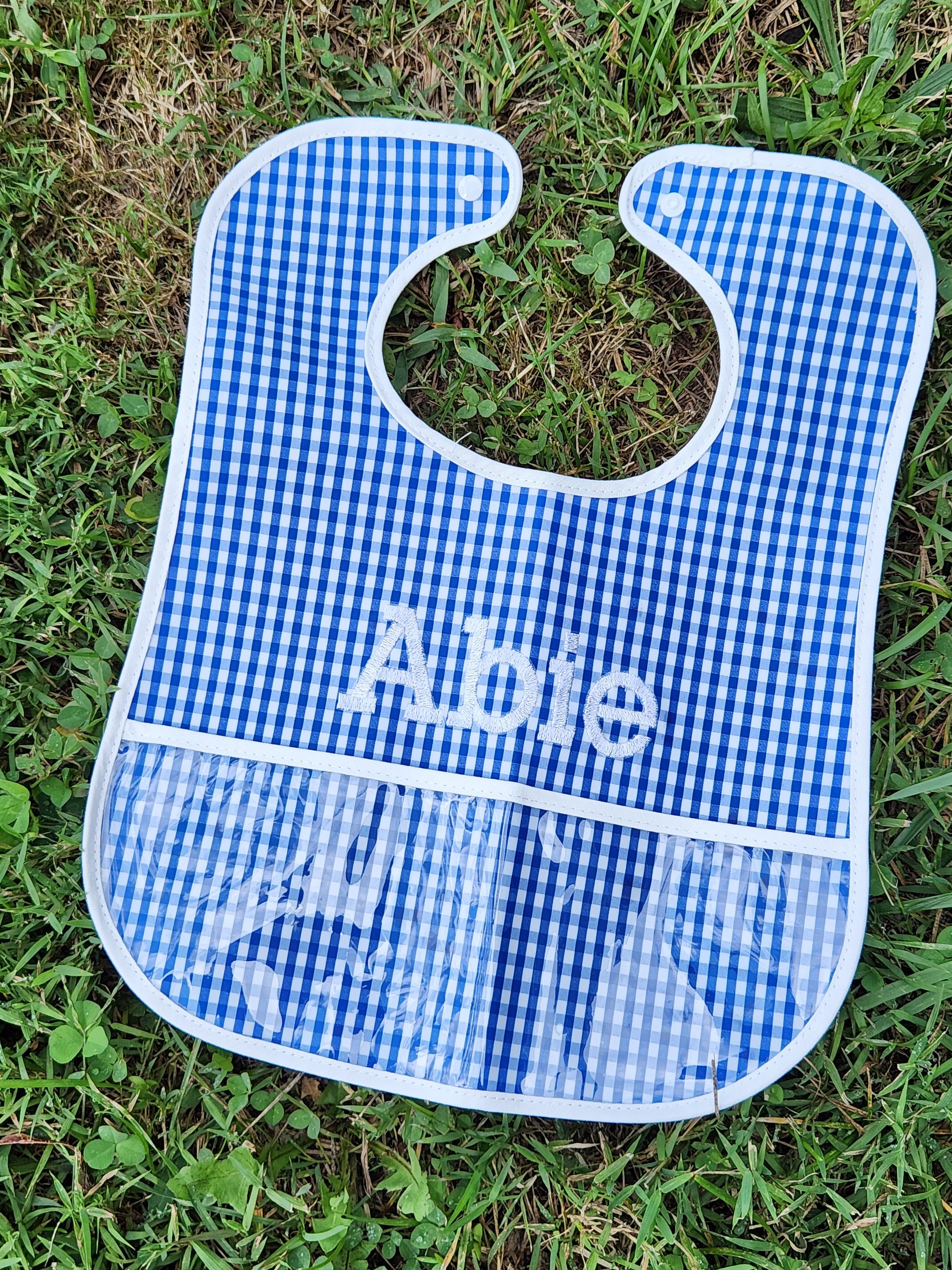 Royal Blue Gingham  Bib