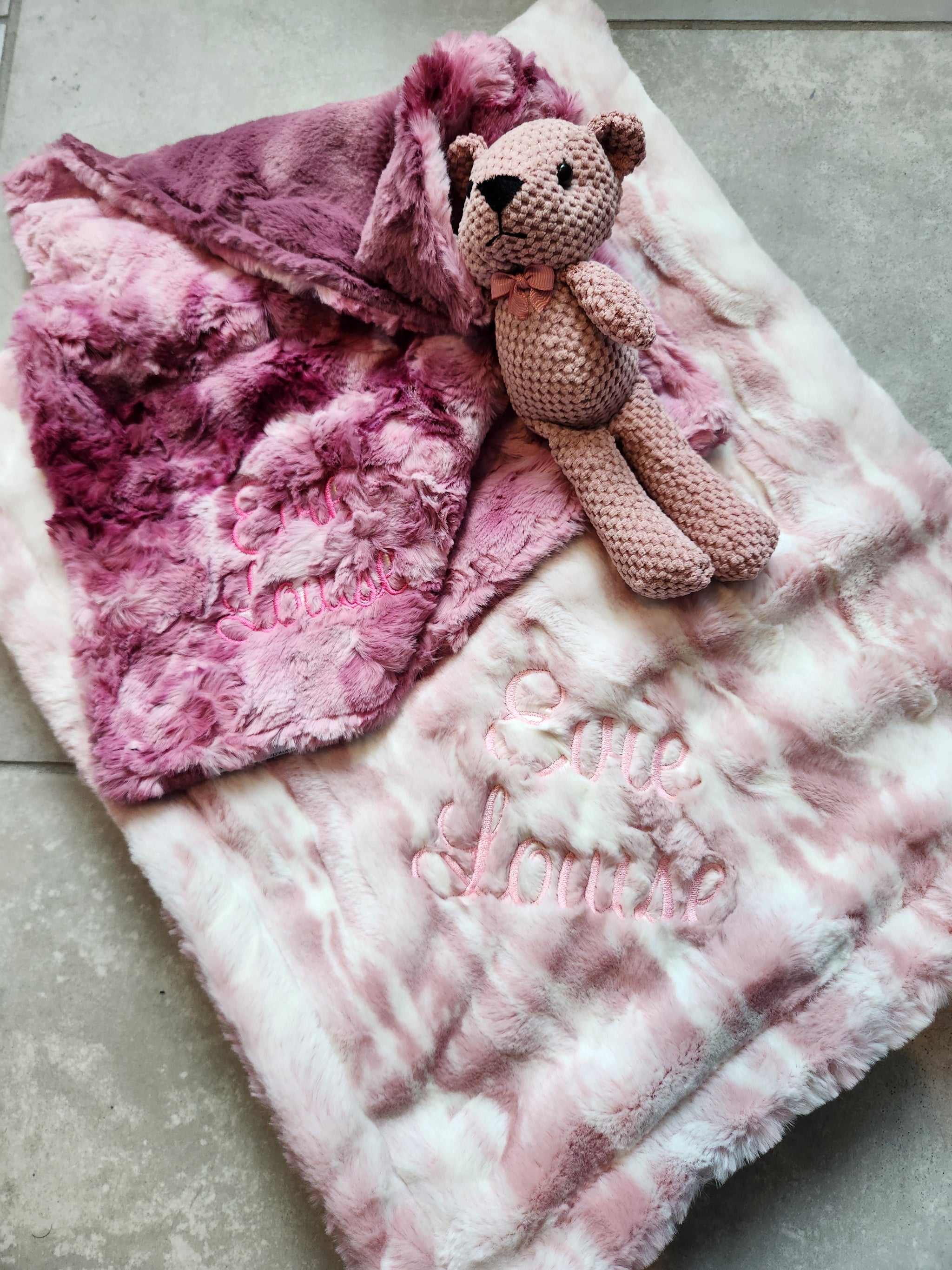 Marble Woodrose Pink Girls Minky Blanket