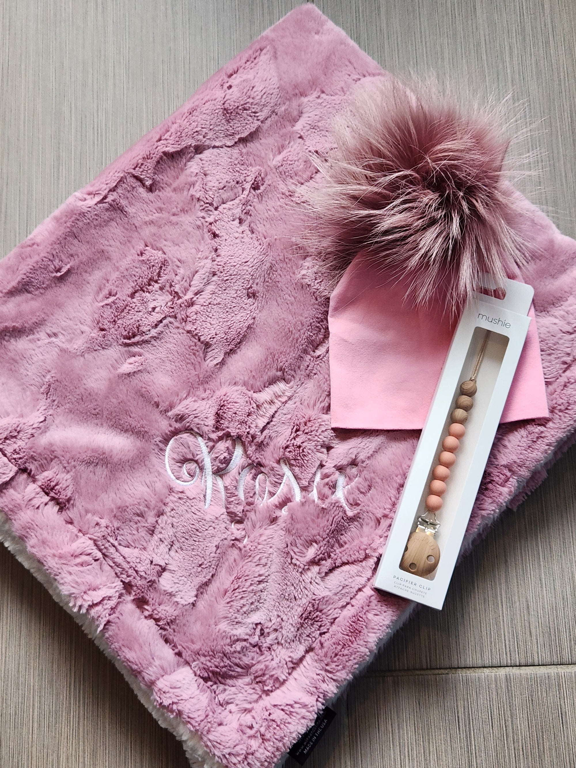 Pink Woodrose Pompom Cotton Hat