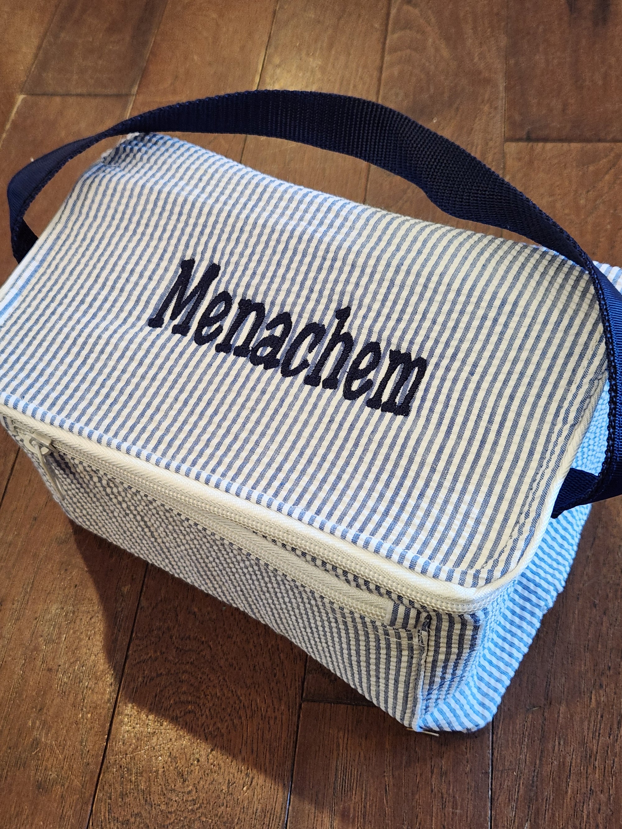 Navy Seersucker Bucket Lunchbox