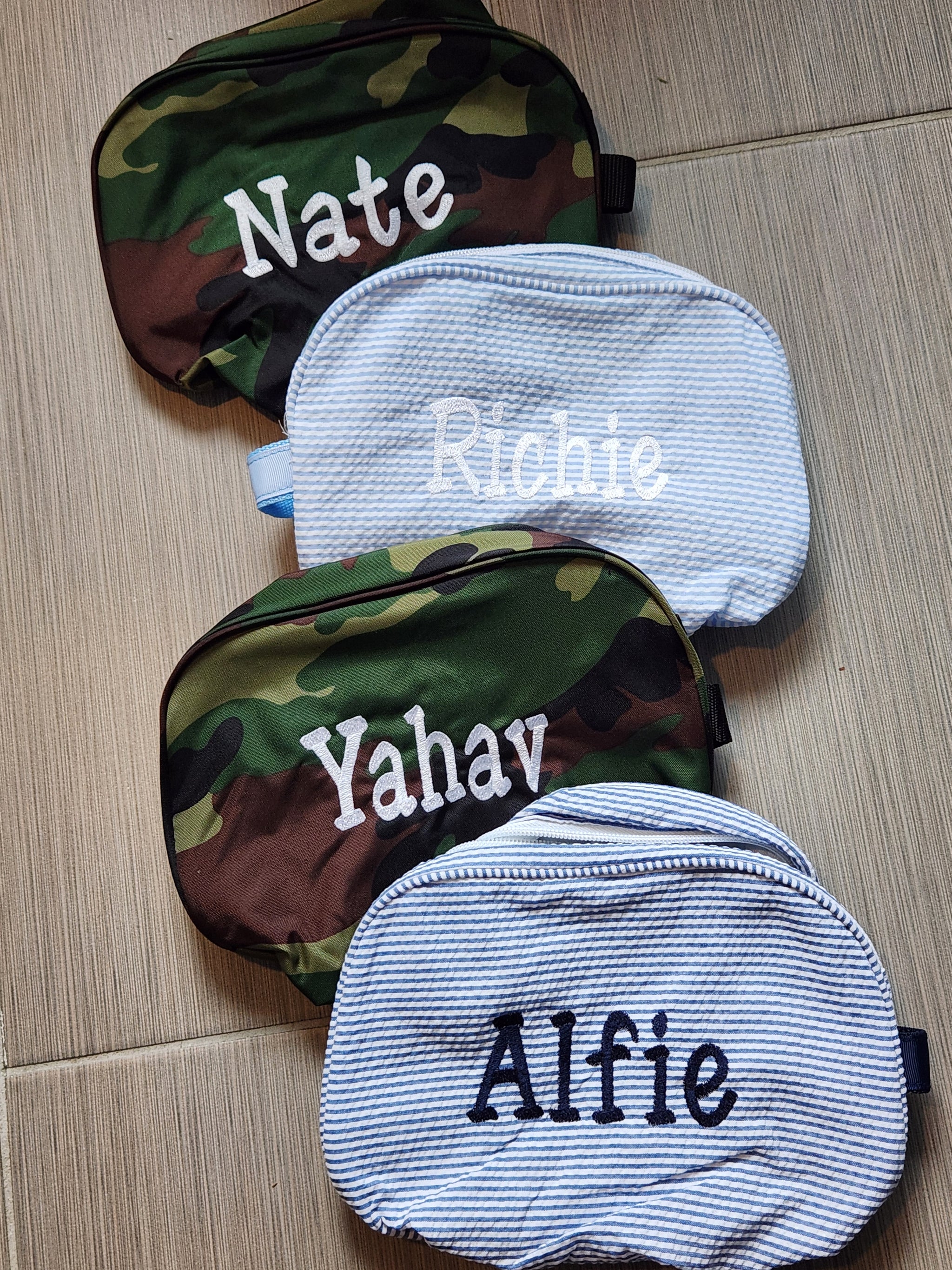 Baby Blue Seersucker Toiletry Bag