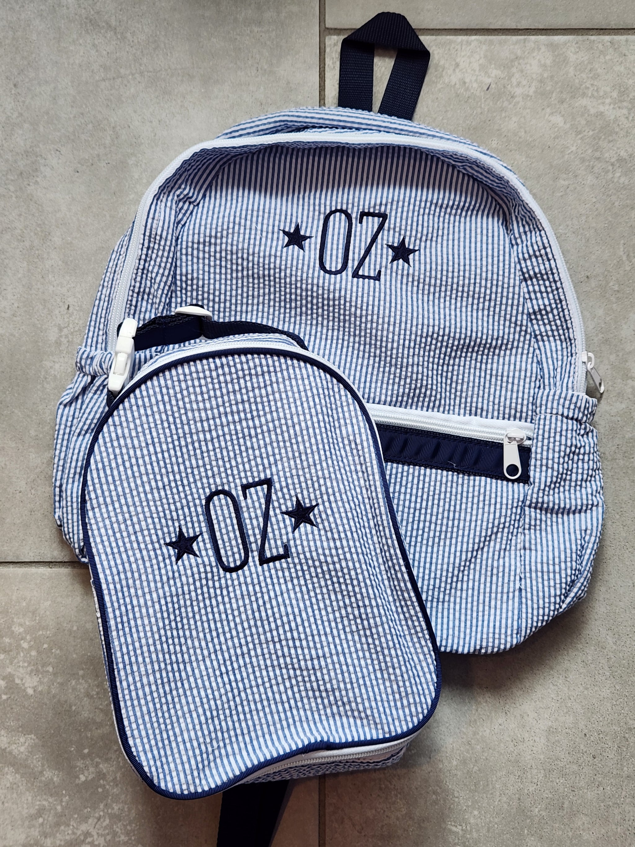 Navy Seersucker Lunchbox