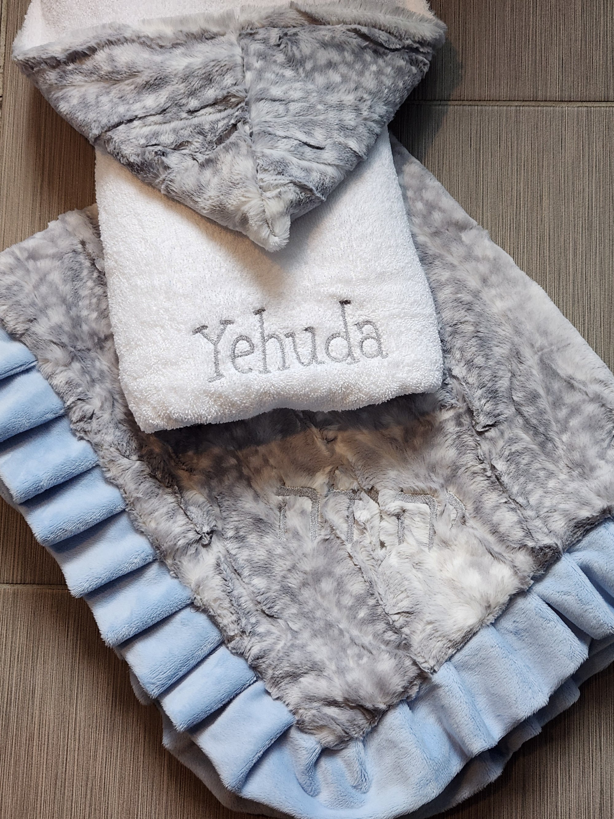 Large Gray Fawn Ruffle Blanket