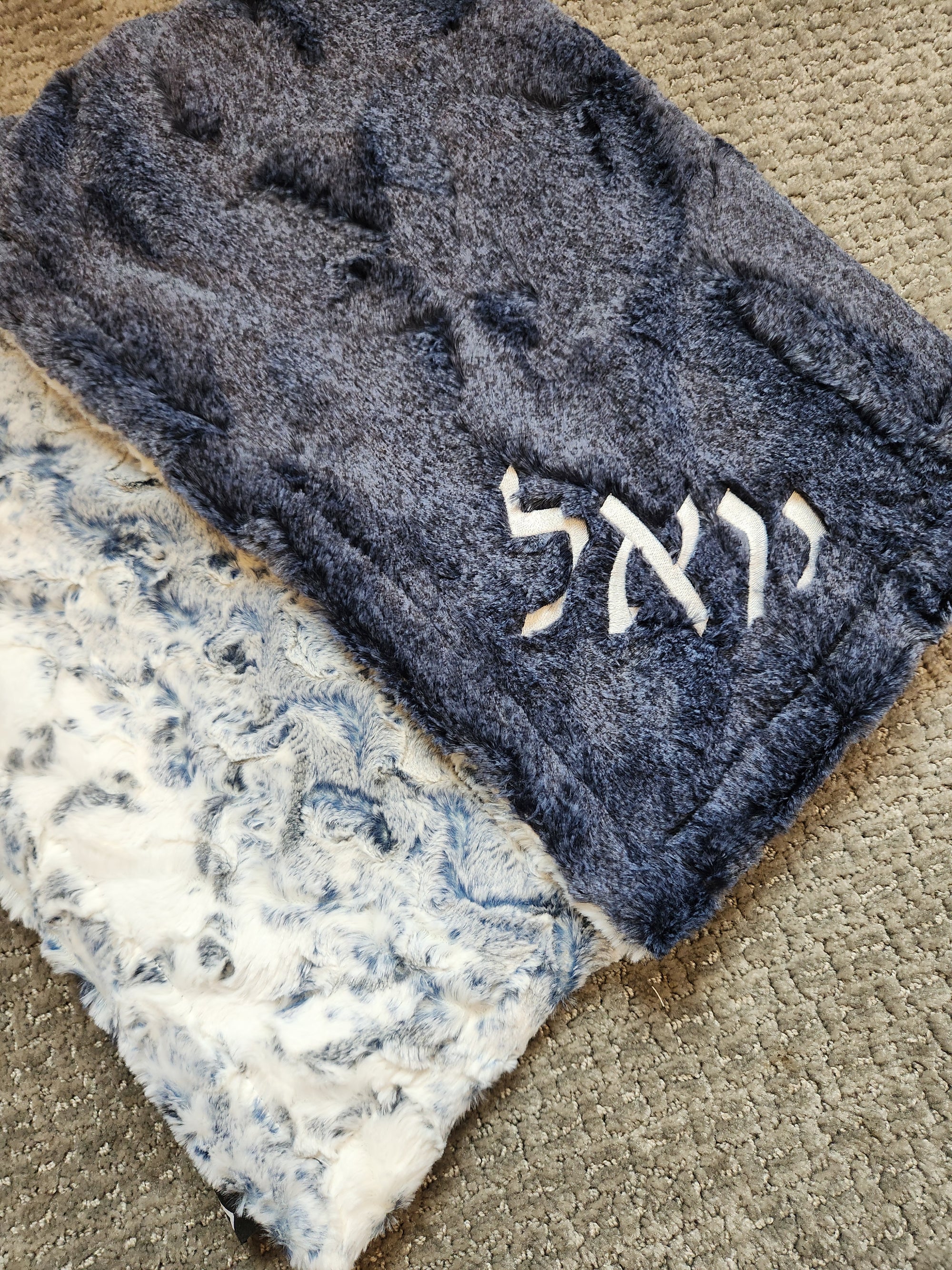 Owl Navy Boys Minky Blanket