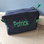 Denim with Kelly Green Toiletry Bag