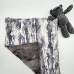 Marble Gray and Charcoal Lovie with Teddy Bear
