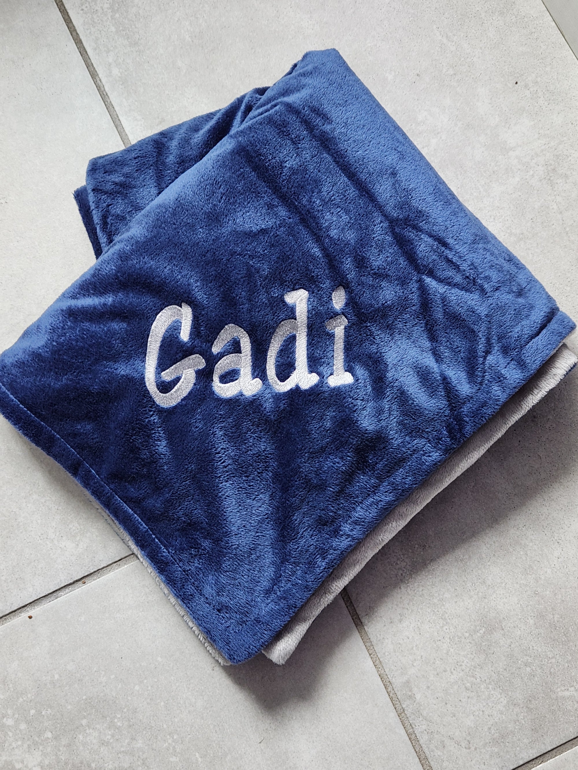 Minky Bee Stroller Blanket Grey/Navy