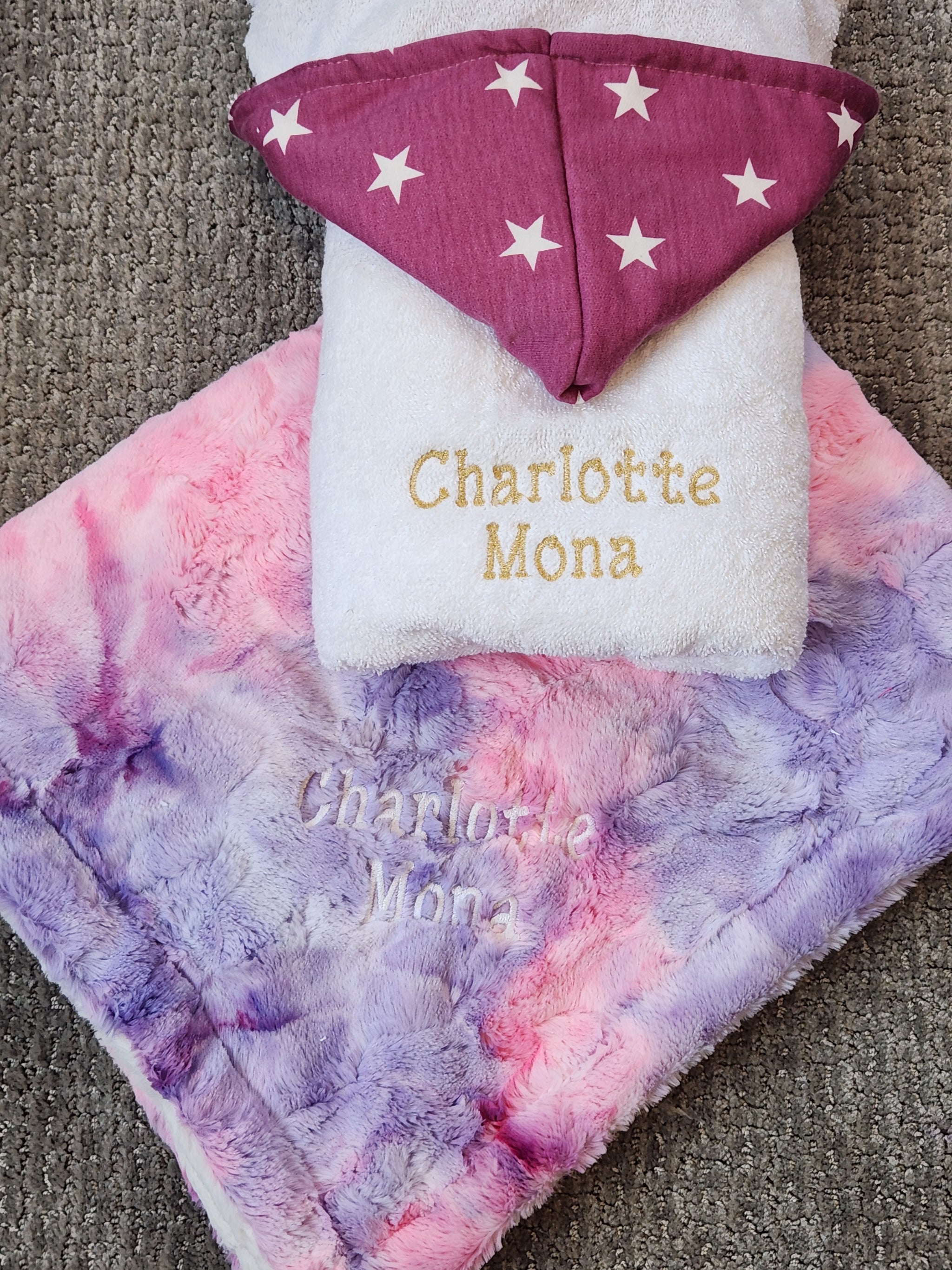 Magenta Stars Hooded Towe