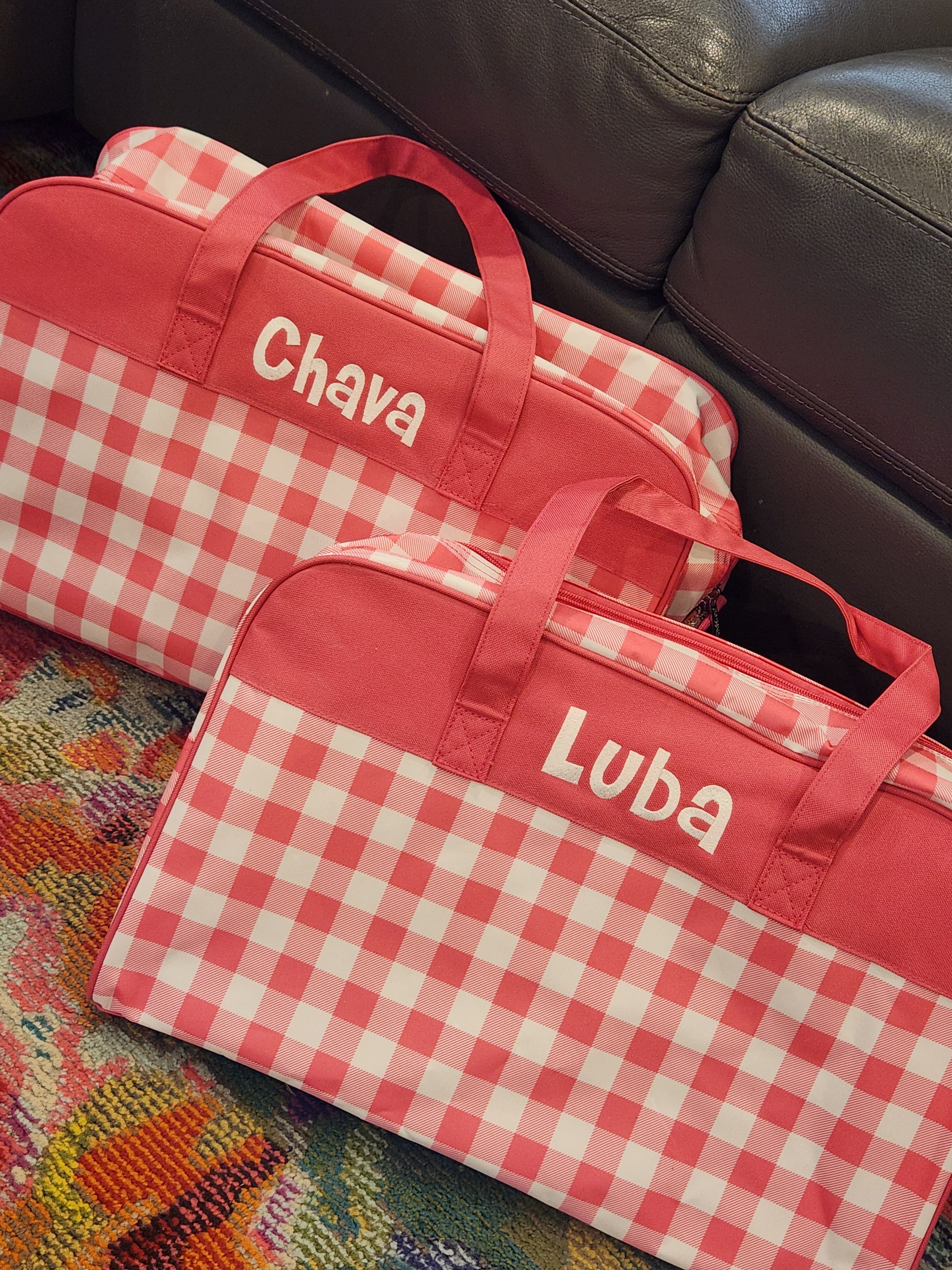 Hot Pink Gingham Travel Duffle