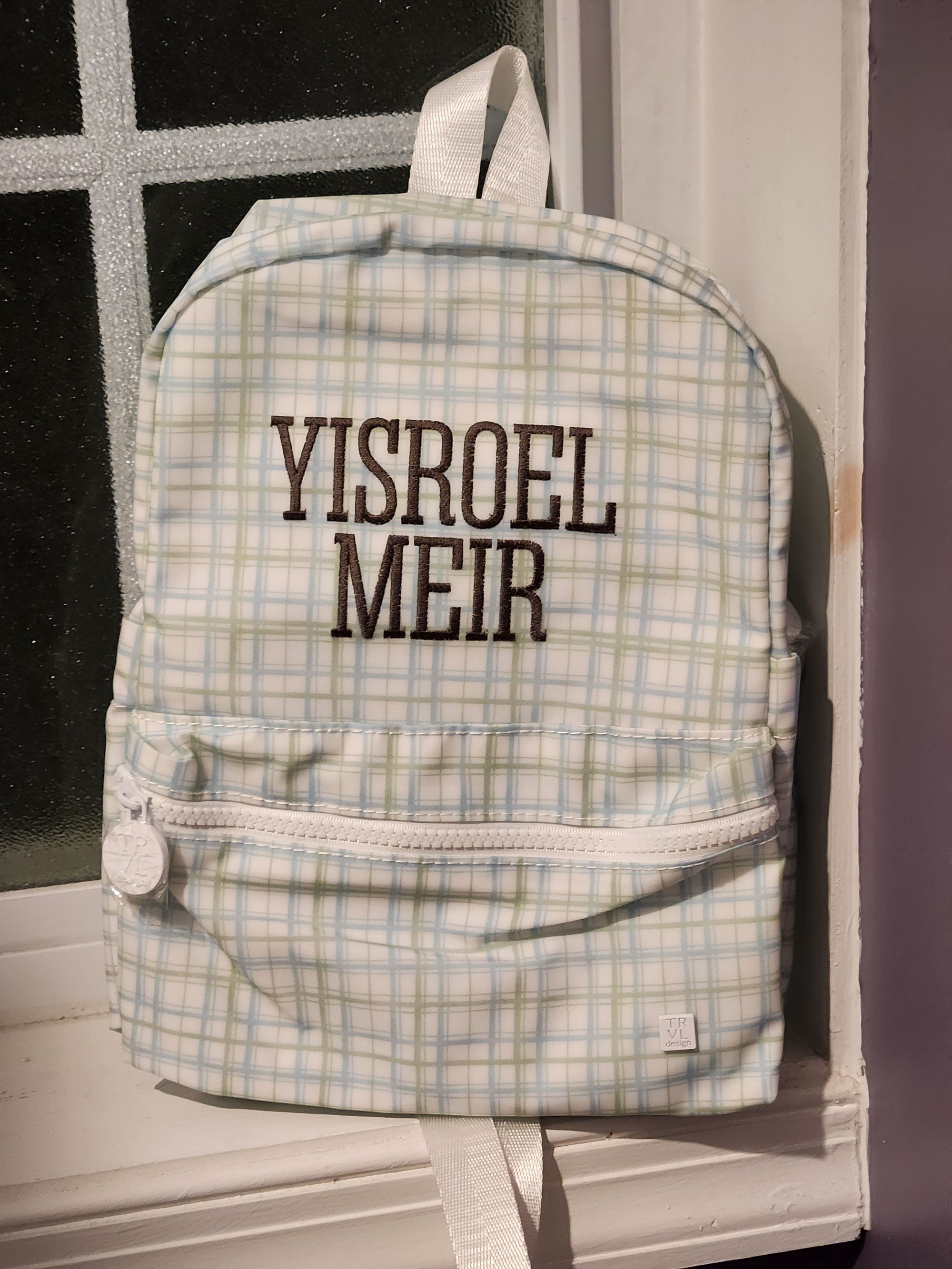 green plaid mini backpack Classic Green Blue Plaid Mini Backpack