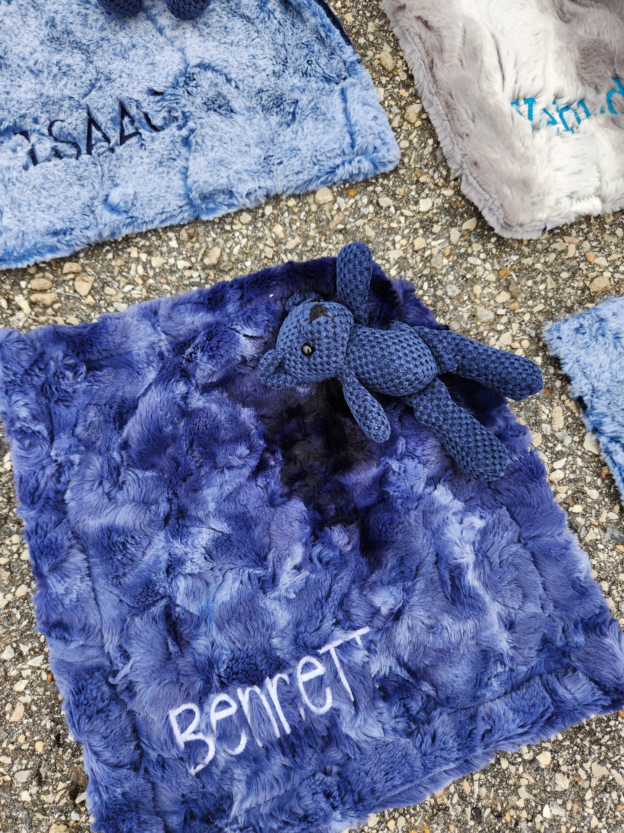 Smokey Navy Bear Minky Lovie