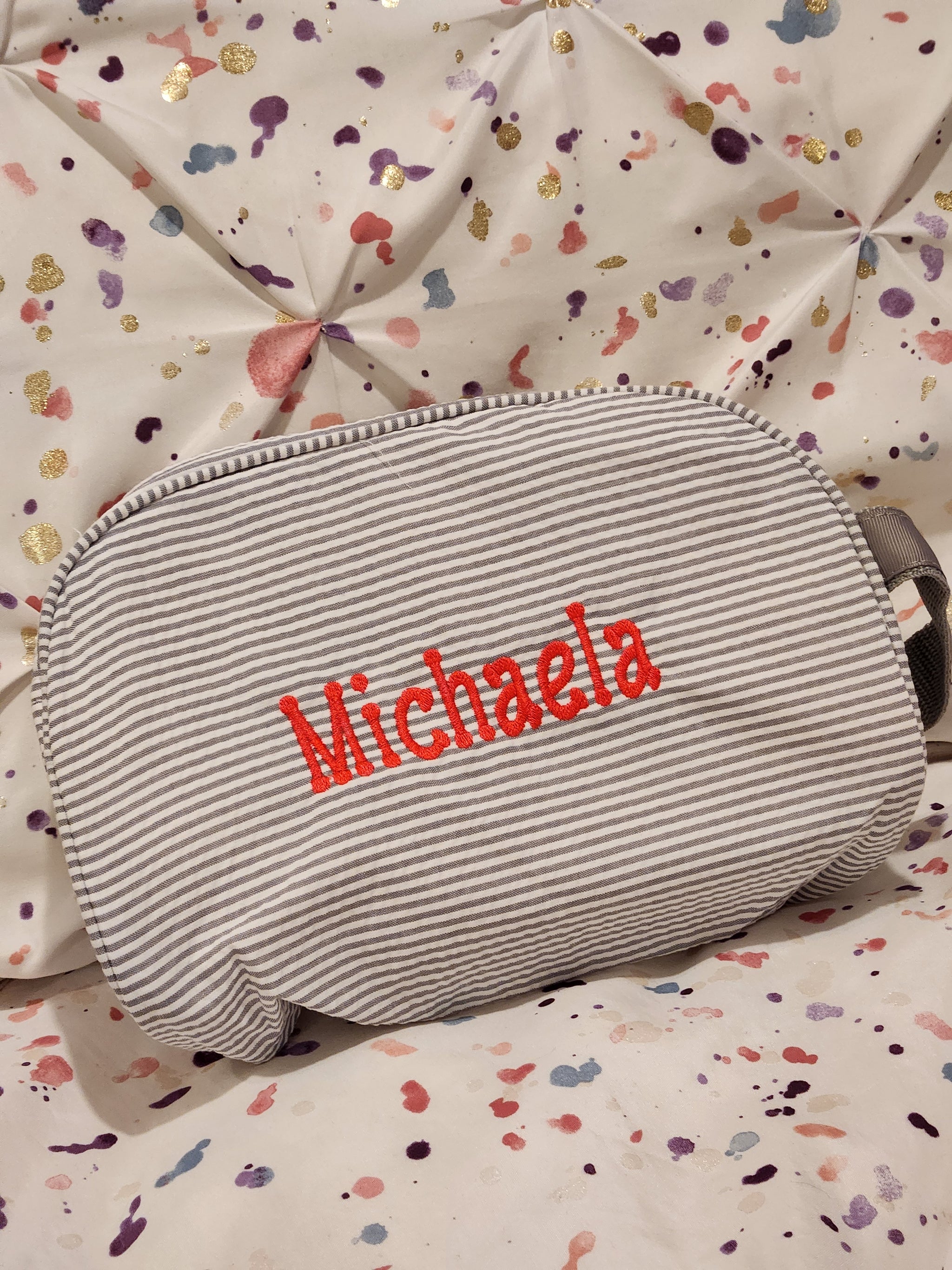 Gray Seersucker Toiletry Bag