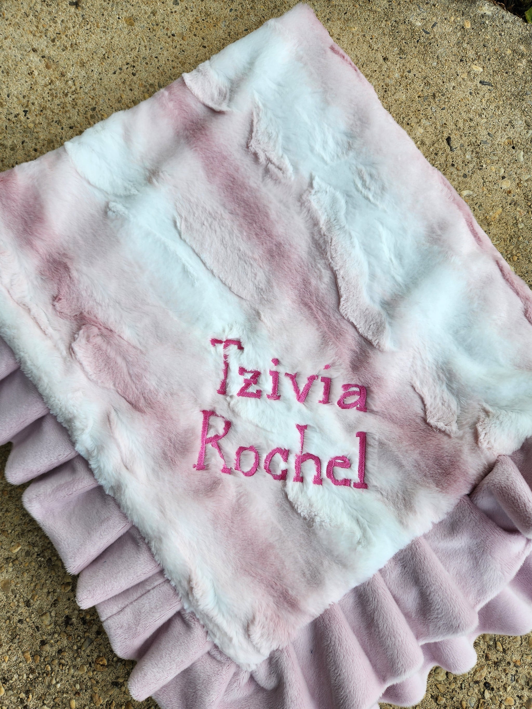 Ombre Blush Rosewood Pink Girls Ruffle Blanket