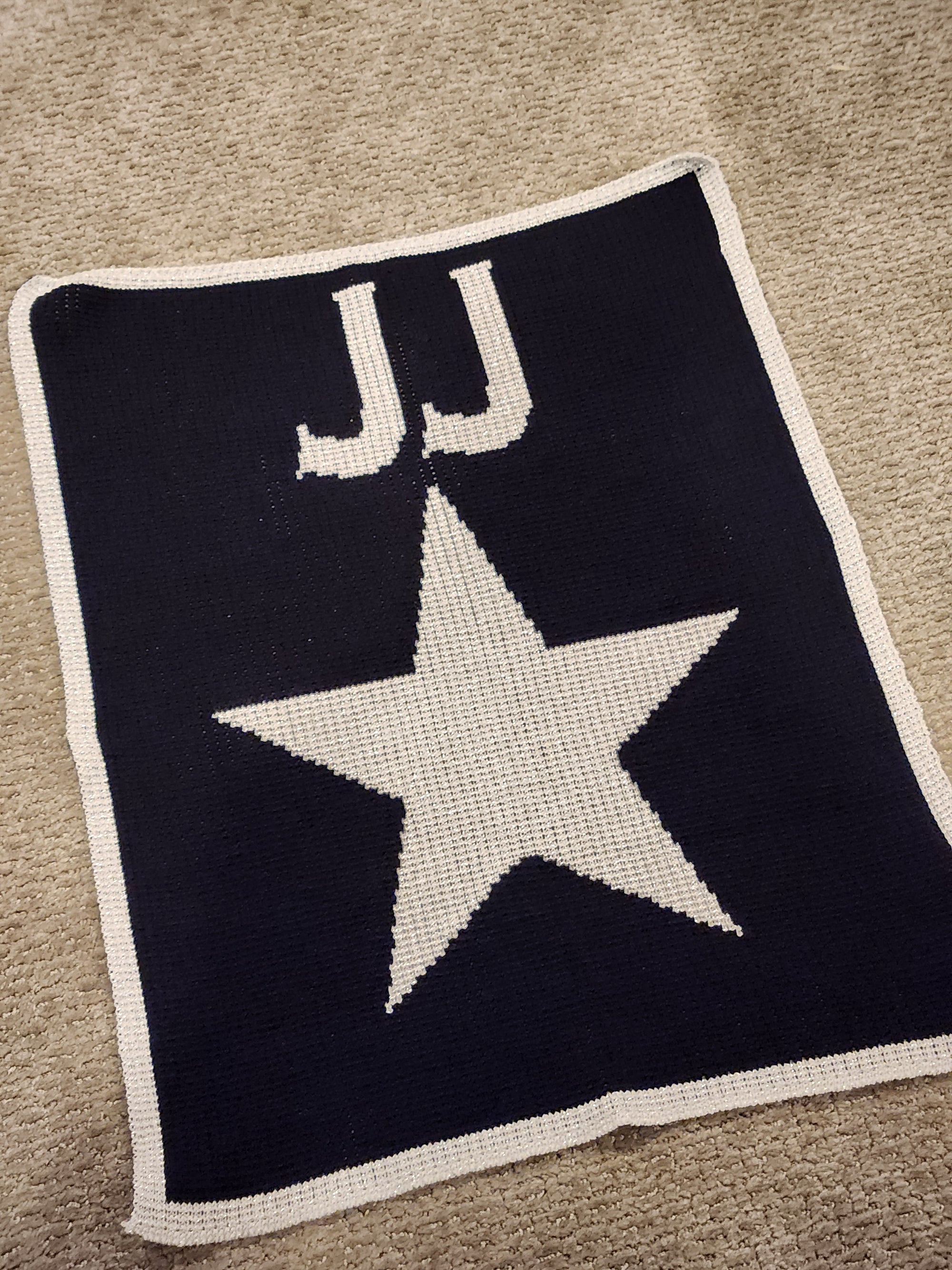 Metallic Single Star & Name Stroller Knit Blanket