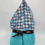 Teal Houndstooth Boys Girls Hooded Towel