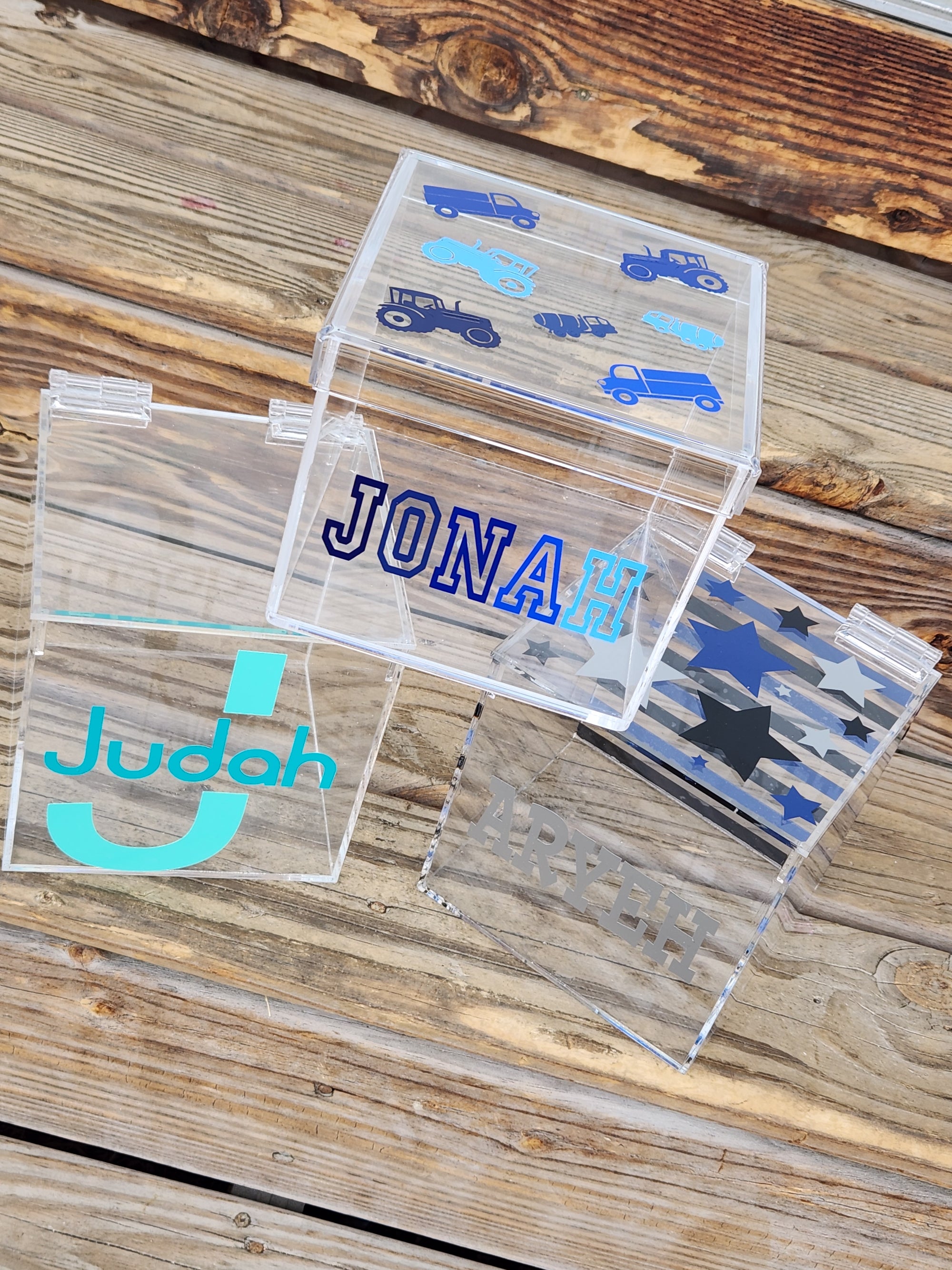 Ombre Name and Vehicles Lucite Box