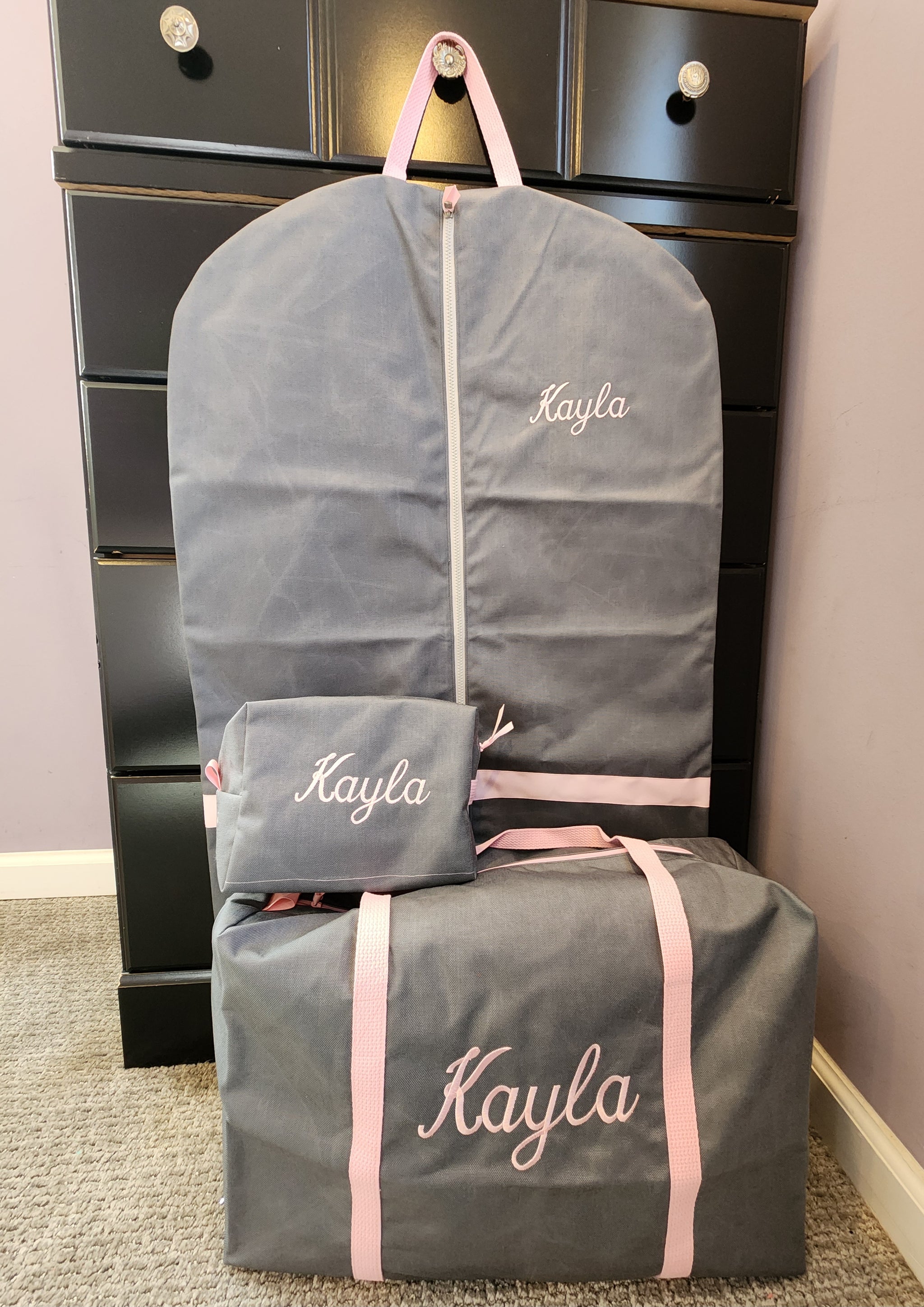 Gray and Light Pink Duffle