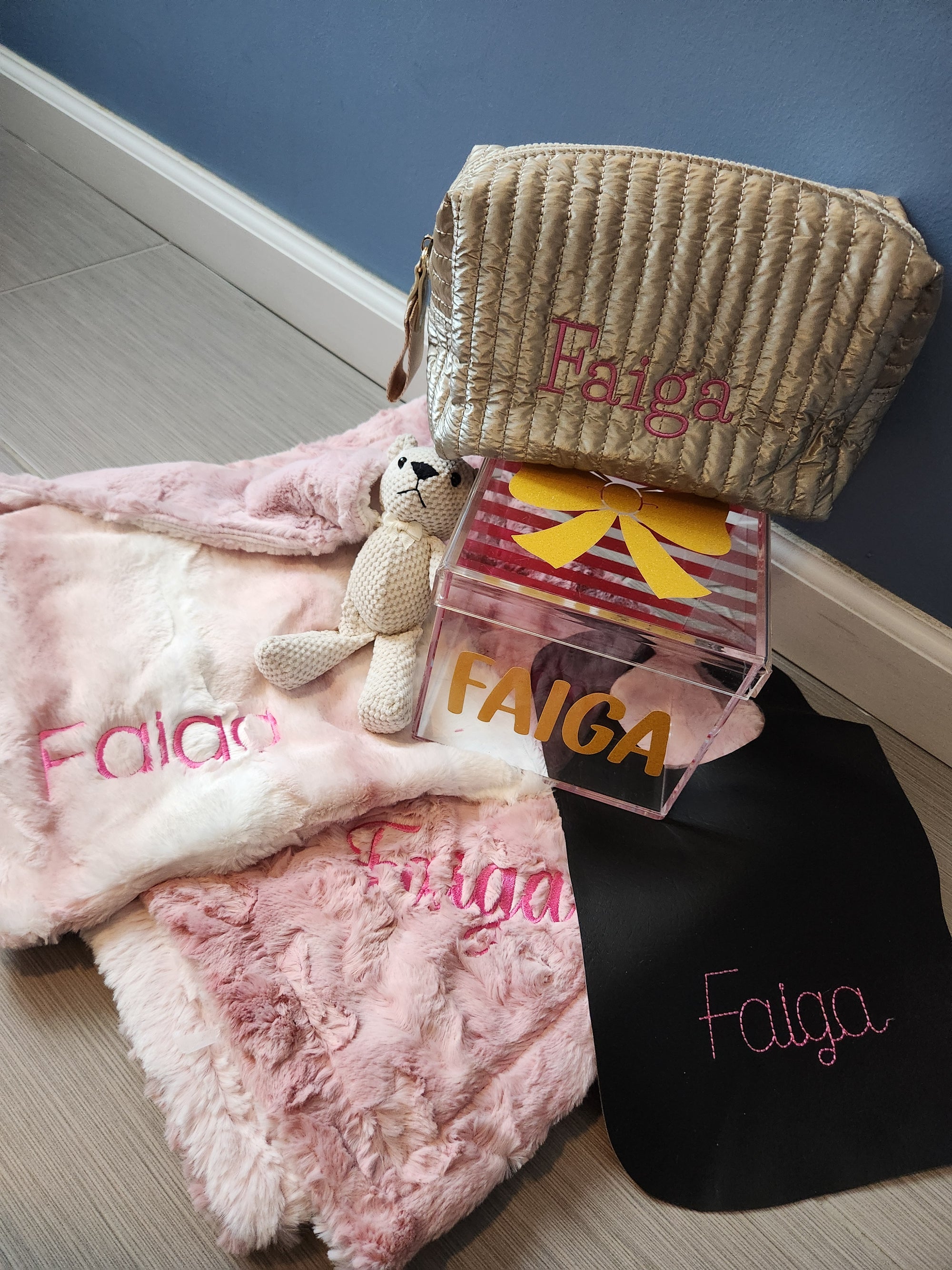 Large Square Gold Puffer Toiletry Bag