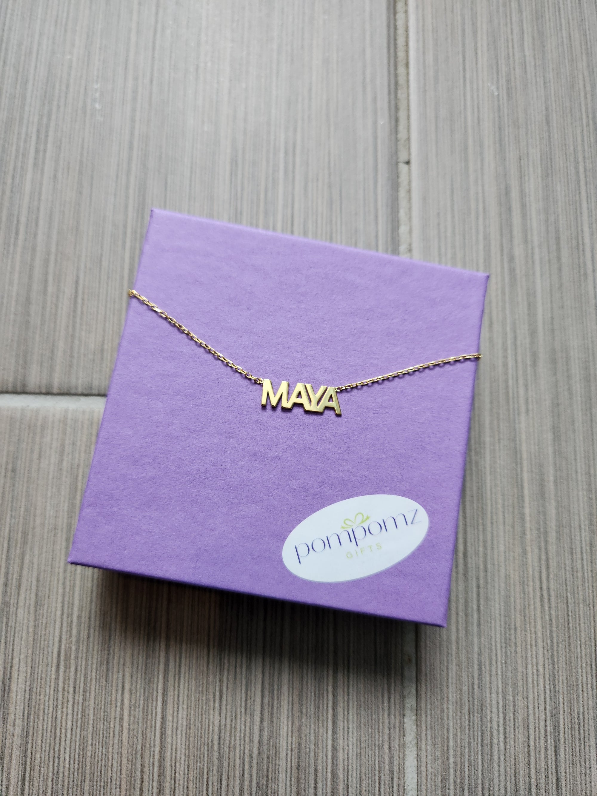"MAYA" Block Font Name Necklace