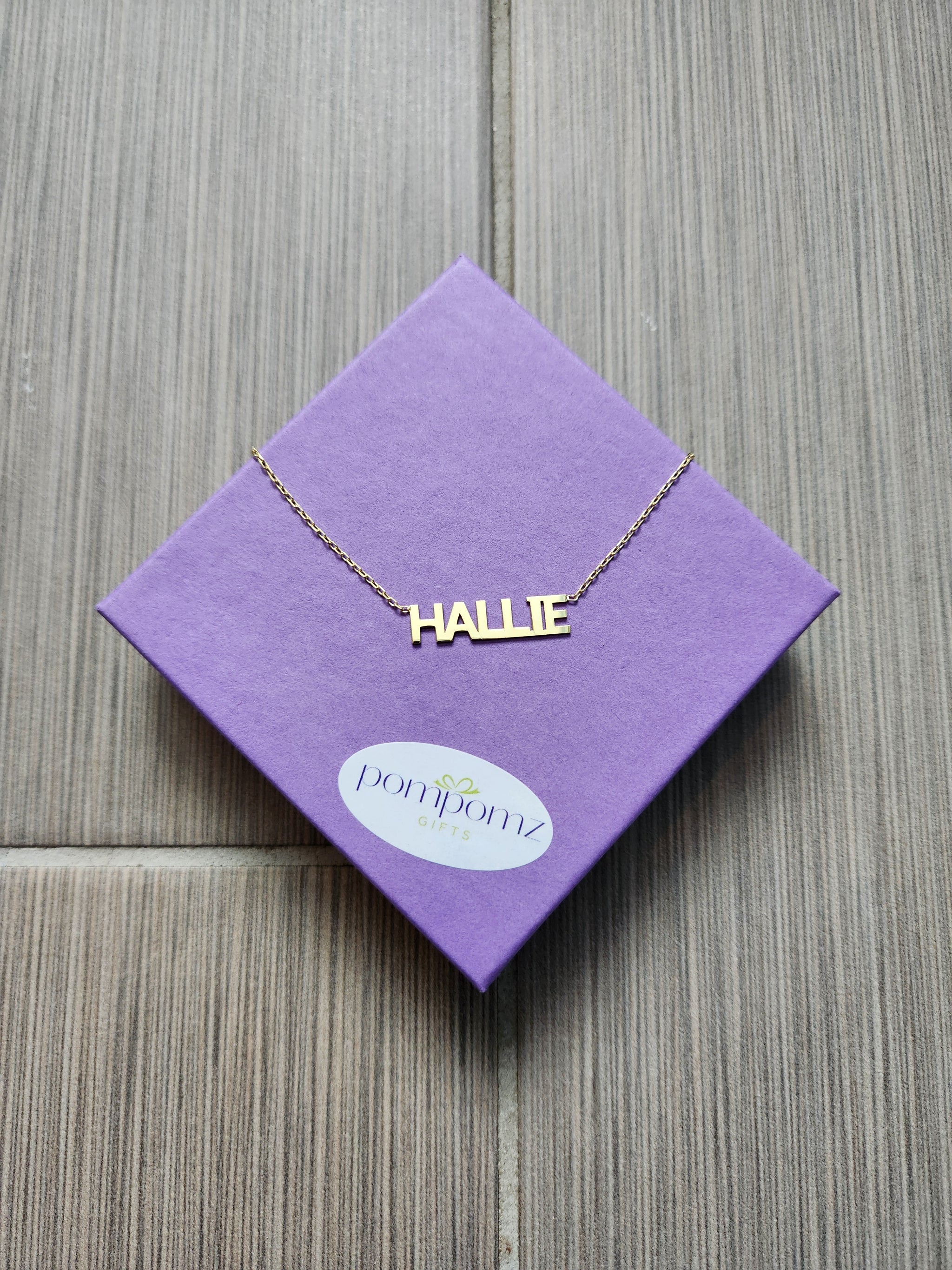 "HALLIE" Block Font Name Necklace