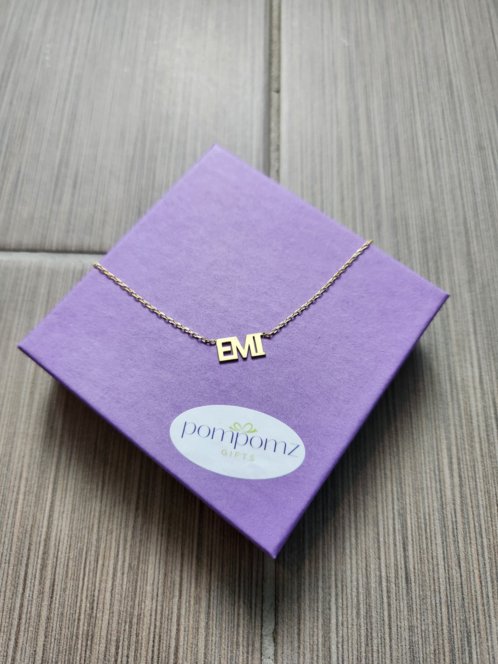 "EMI" Block Font Name Necklace