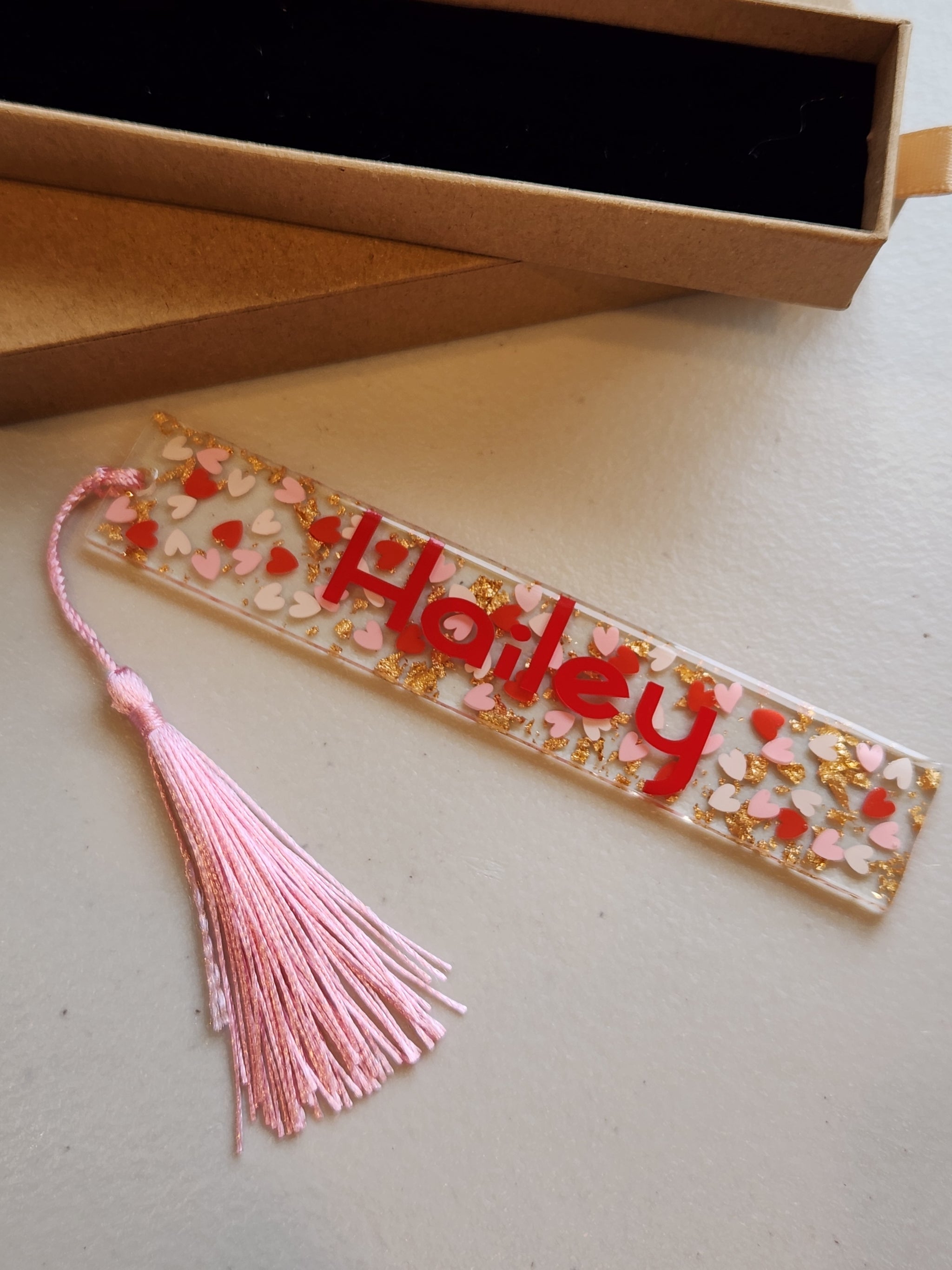 Resin Hearts Bookmark