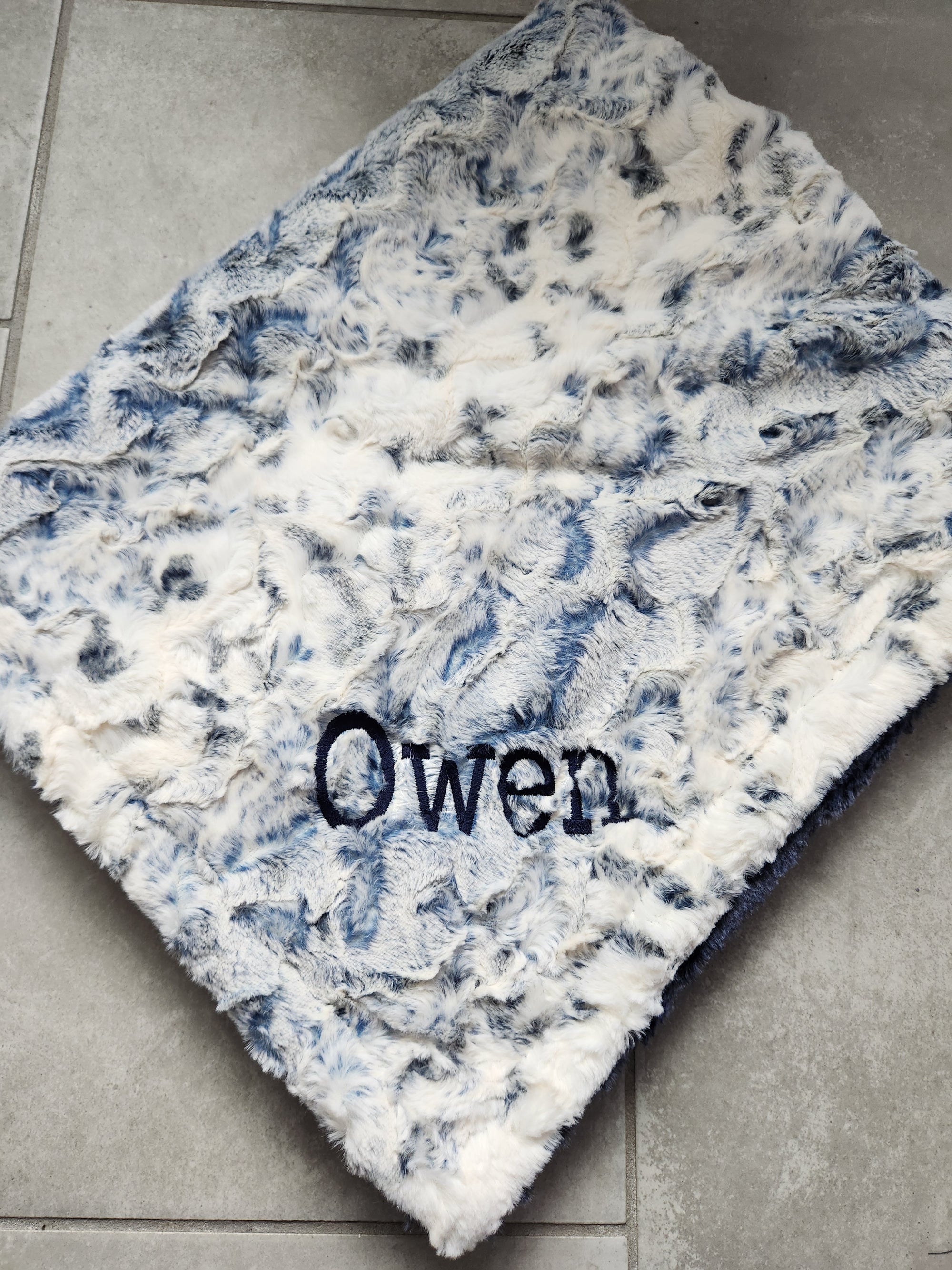 Owl Navy Boys Minky Blanket