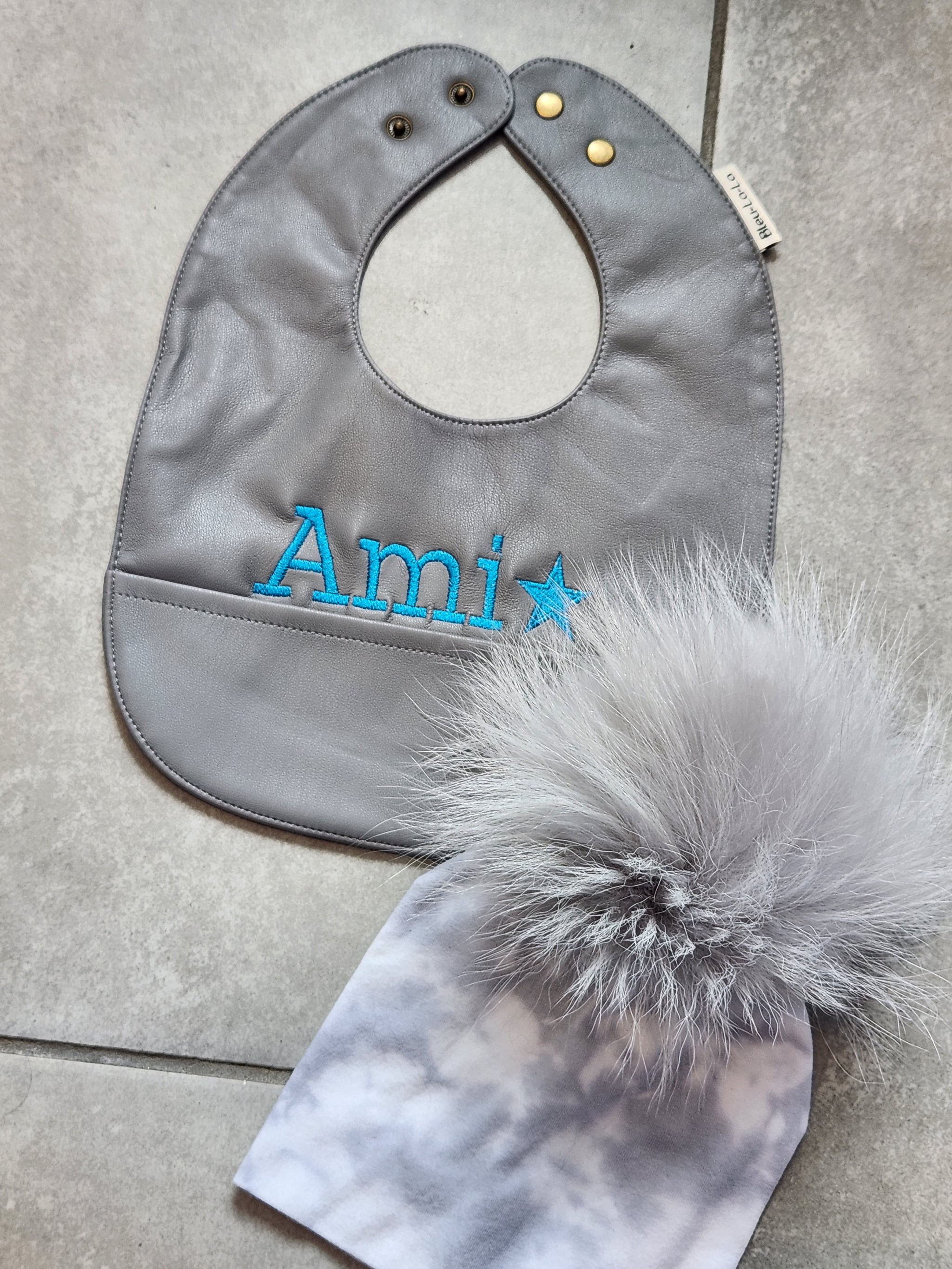 Gray Leather Bib