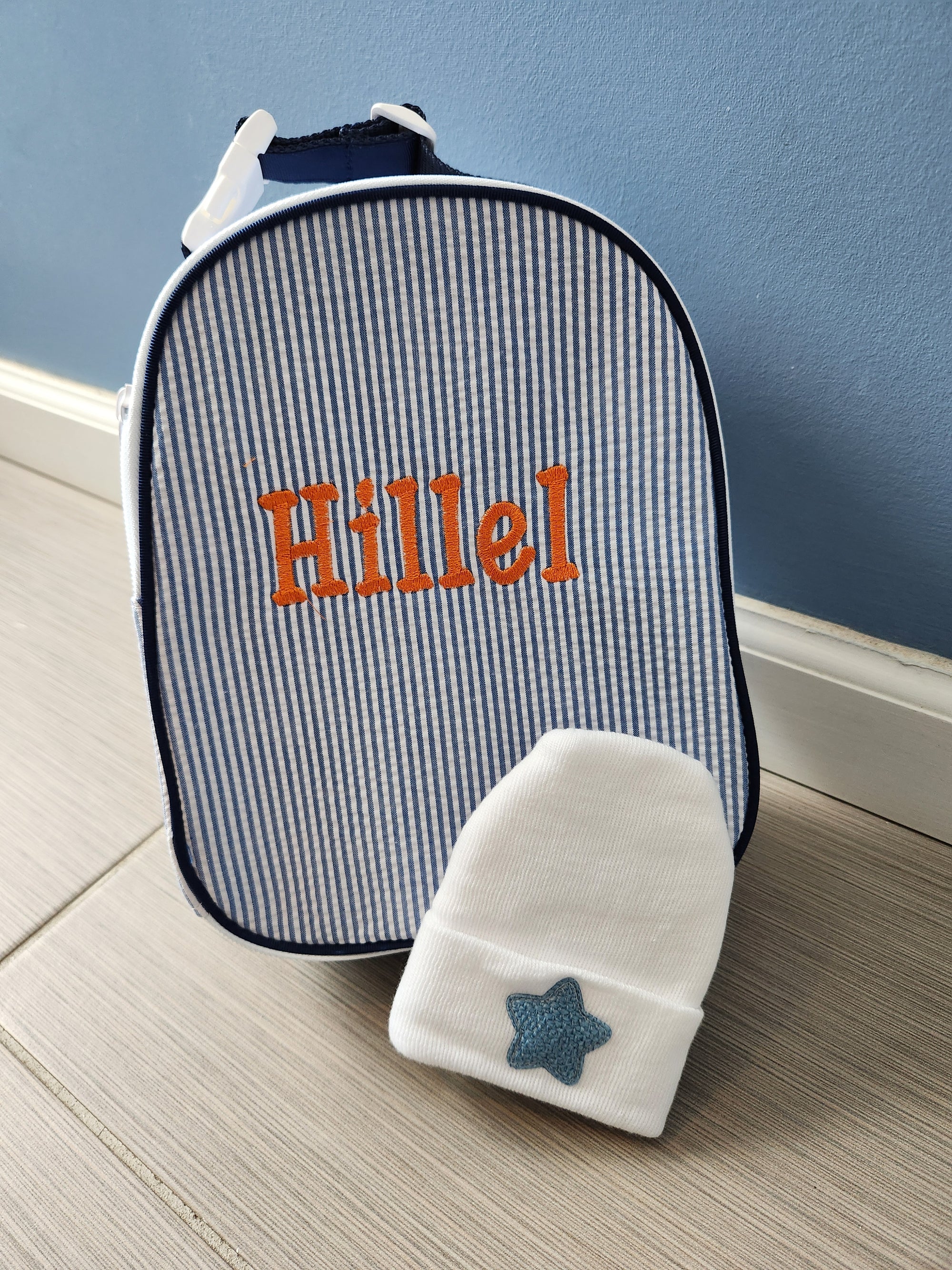 Navy Seersucker Lunchbox